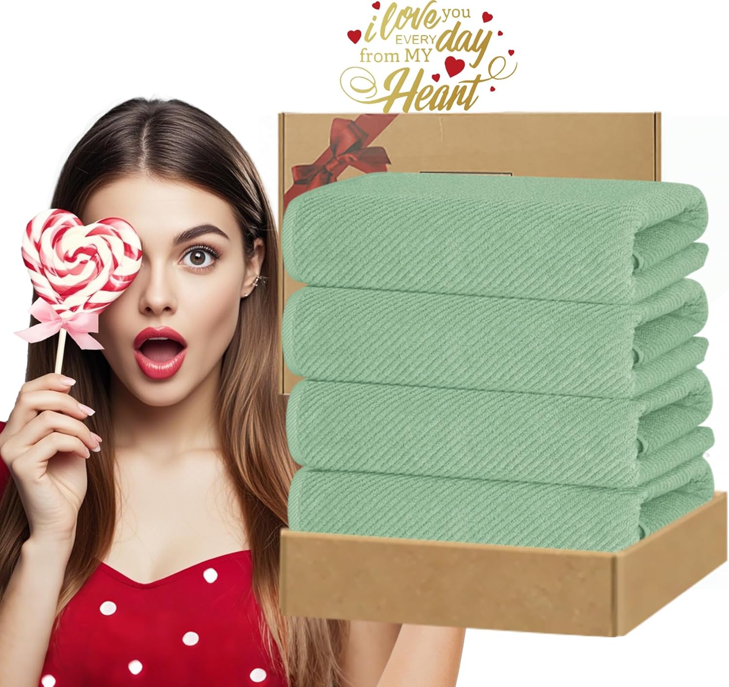 VOOVA MOVAS Green Bath Towel Set 4PC