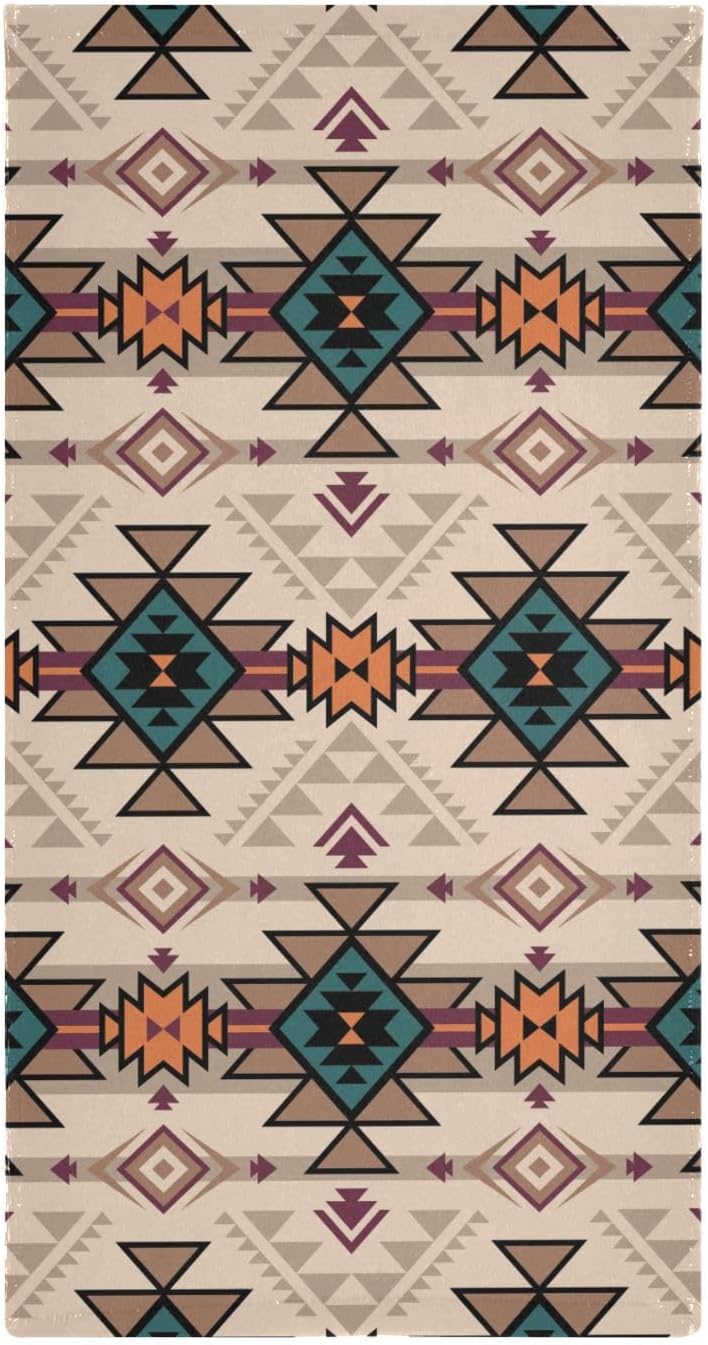 HUAZHIKOU Brown Aztec Hand Towels Set of 2