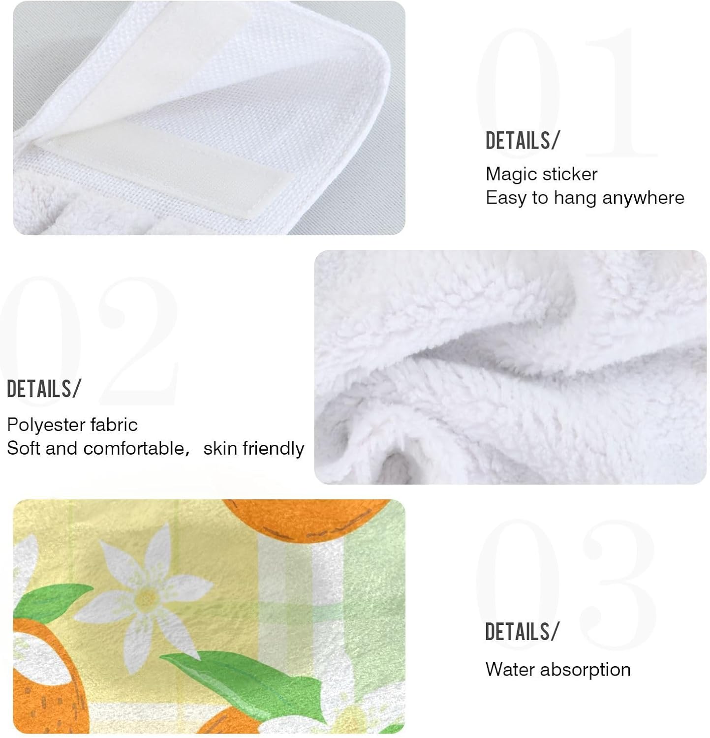 RPLIFE Bath Towels Set of 2 Cute Orange Green Leaves