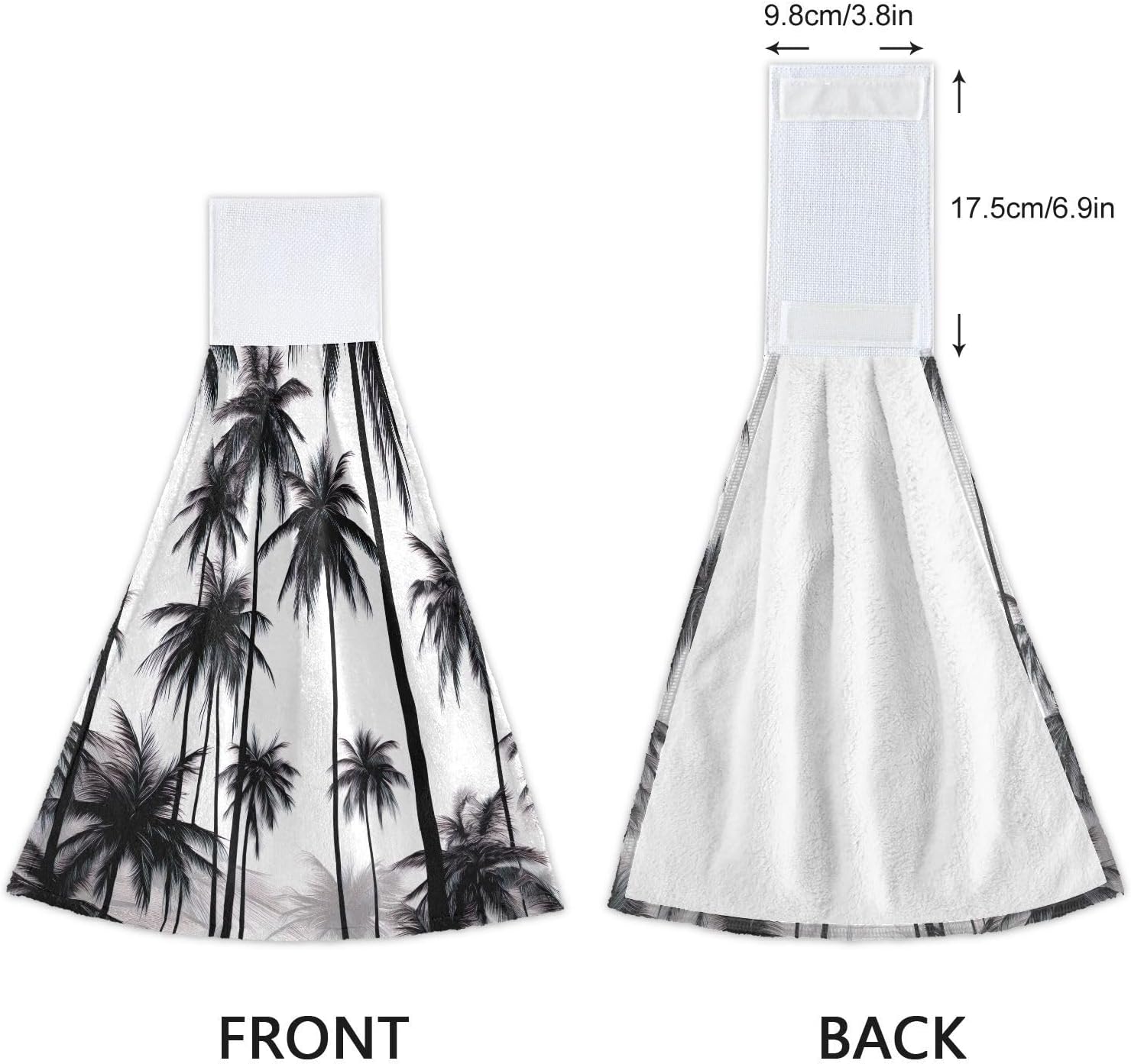 RPLIFE Bath Towels with Loops Set of 2 Black White Palm Trees 1
