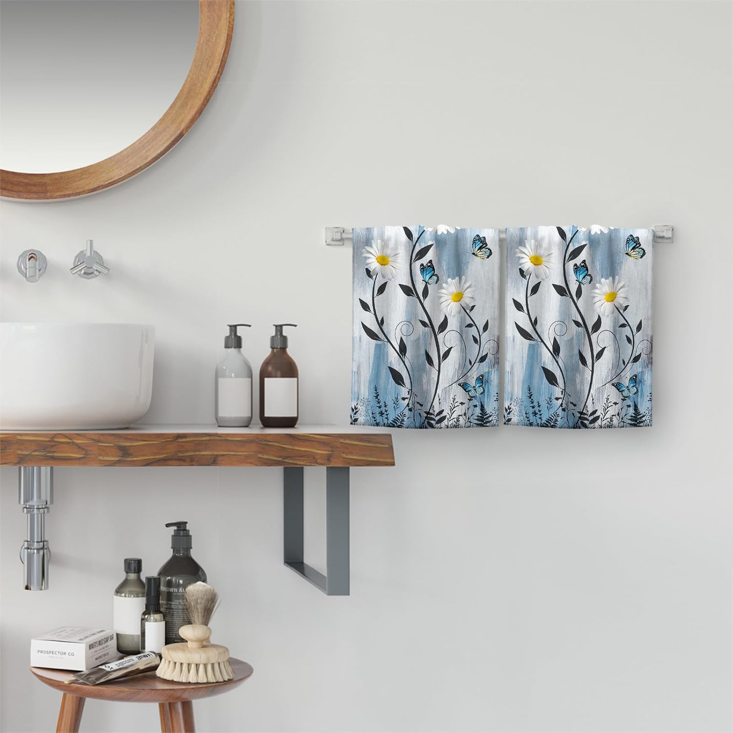 Bapcoku Butterfly Daisy Hand Towels Set of 2