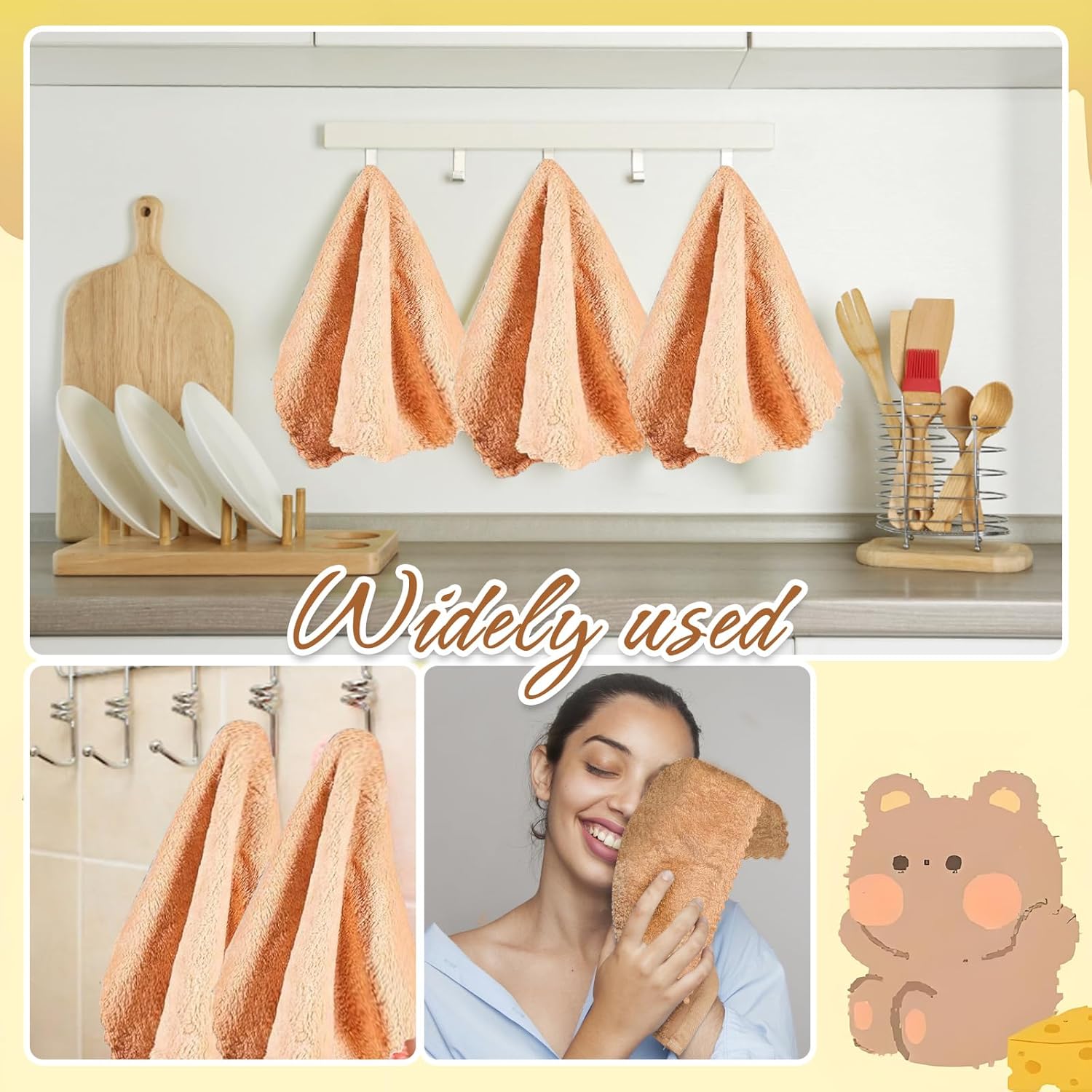 52 Pcs Bear-Shaped Bath Towel Set with Bags