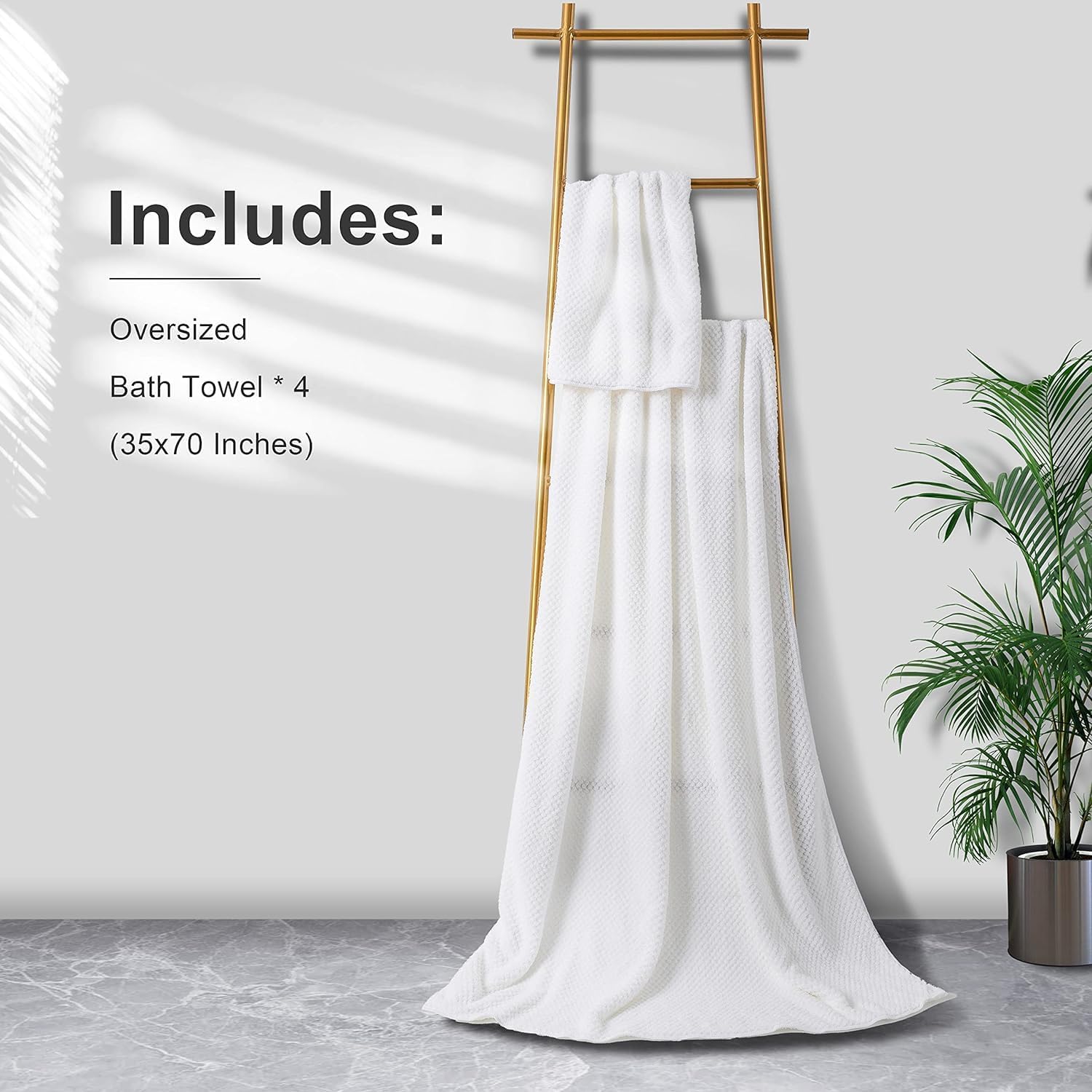Smuge 4-Piece Bath Towel Set 35x70 Inches Quick Dry Microfiber