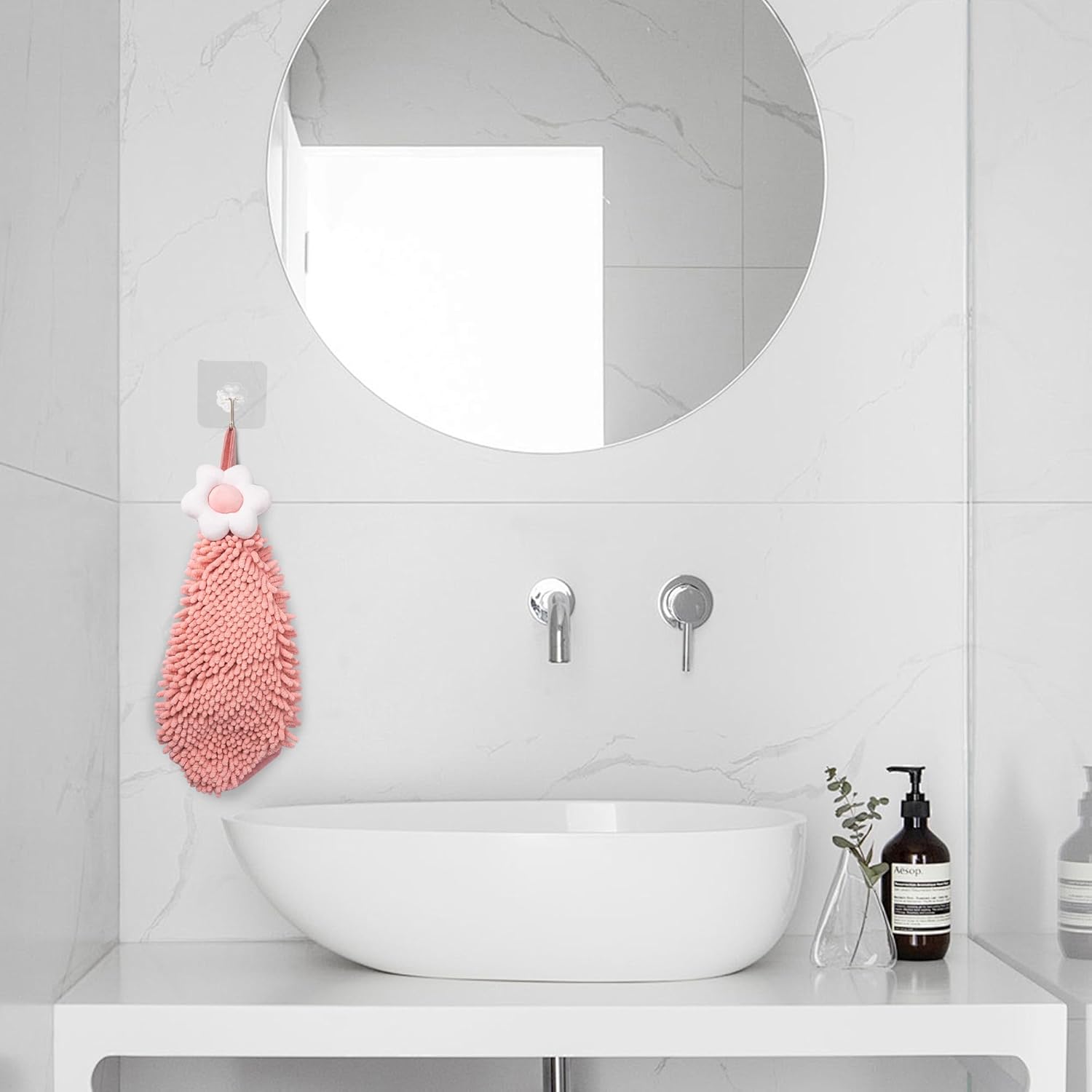 Dormercy Cute Chenille Hand Towels with 4 Hooks