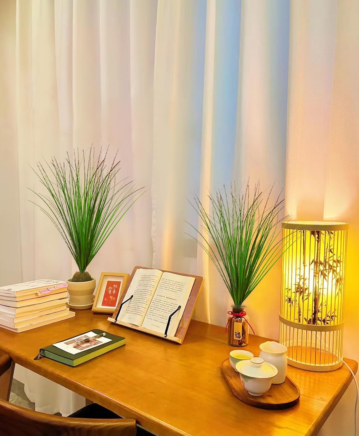 16 PCS Artificial Grass Outdoor Decor Set