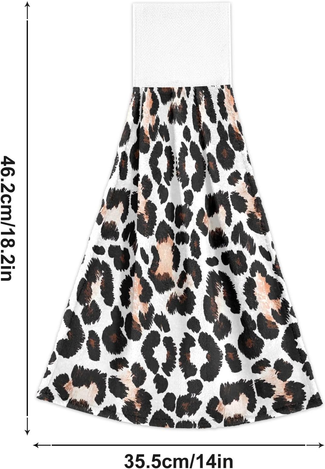 RPLIFE Bath Towels with Loops Set of 2 Black White Leopard Print