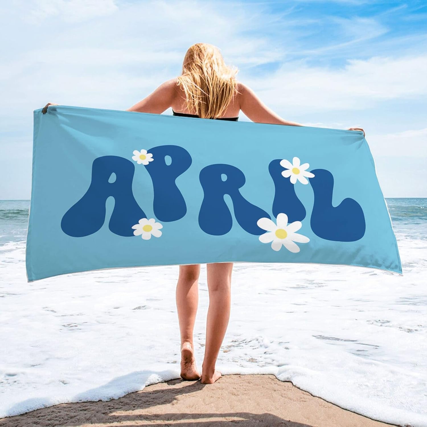Personalized Retro Beach Towel for Kids and Adults