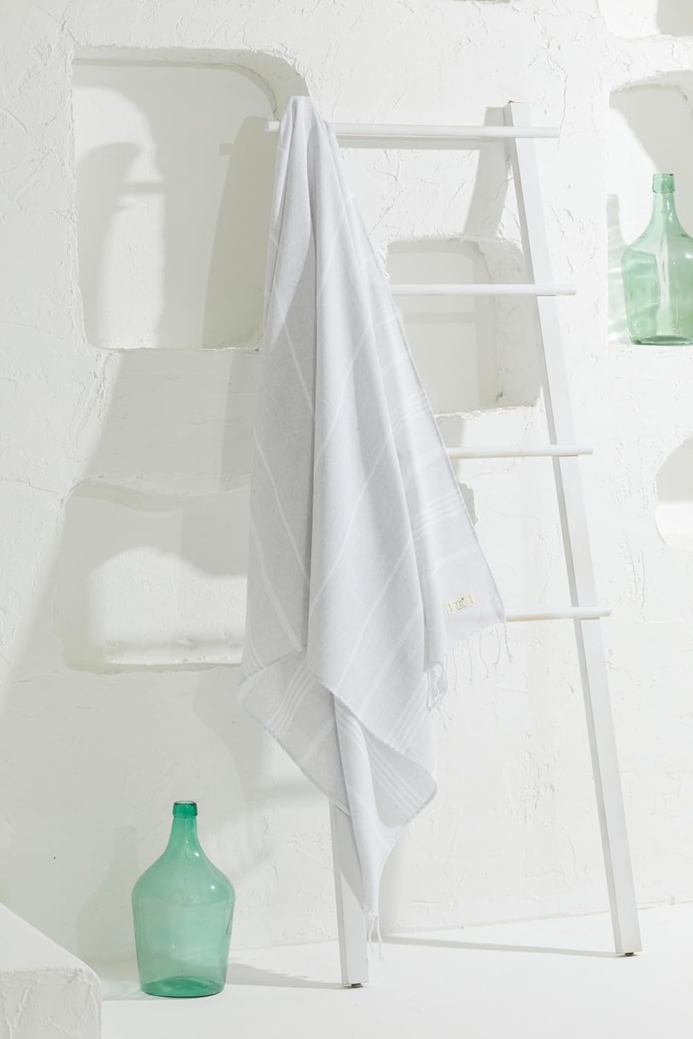 Yazz Turkish Cotton Beach Towel 39x71in Light Grey