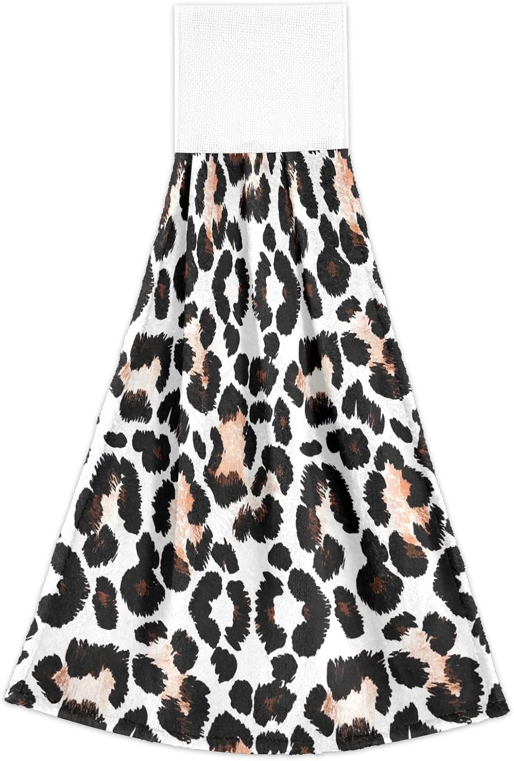 RPLIFE Bath Towels with Loops Set of 2 Black White Leopard Print