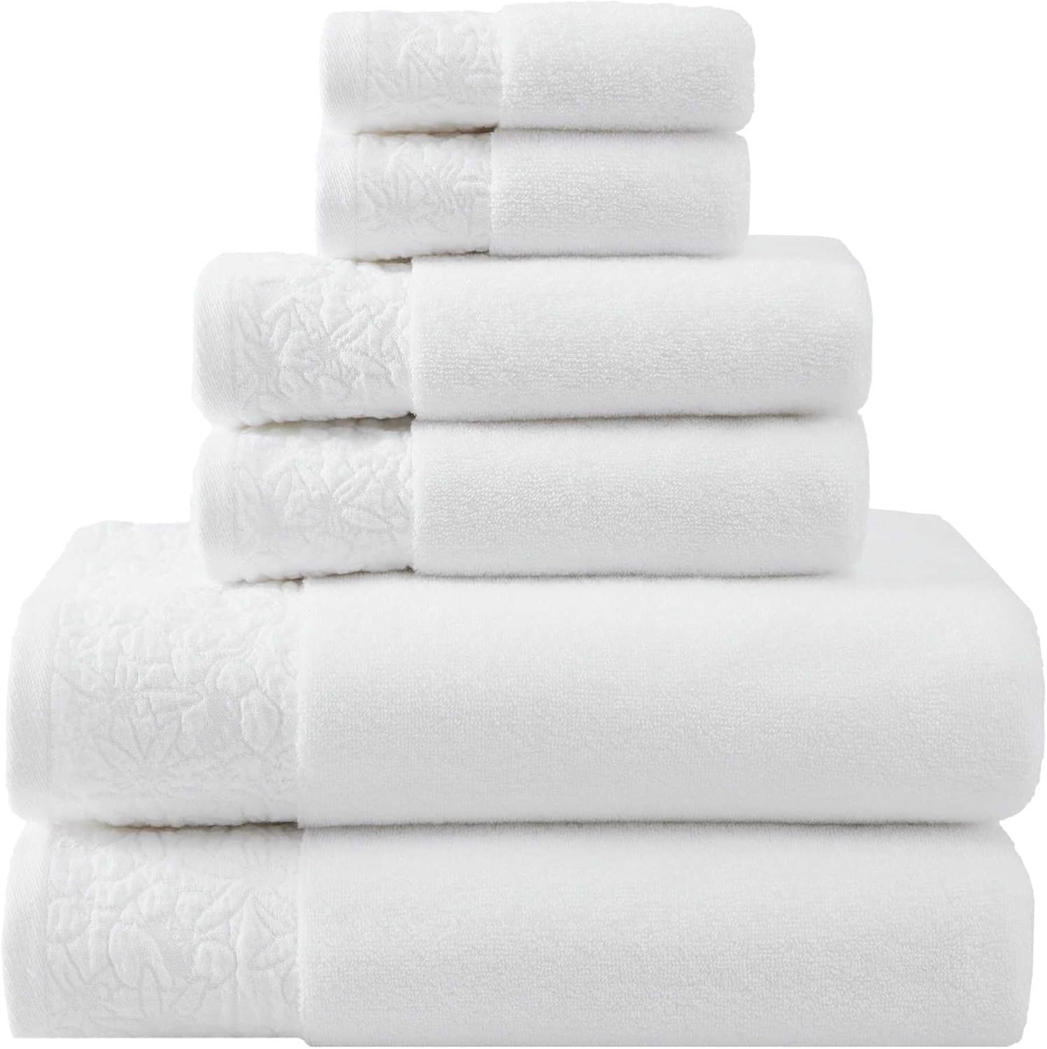 Vera Wang 6-Piece Tonal Floral White Bath Towel Set