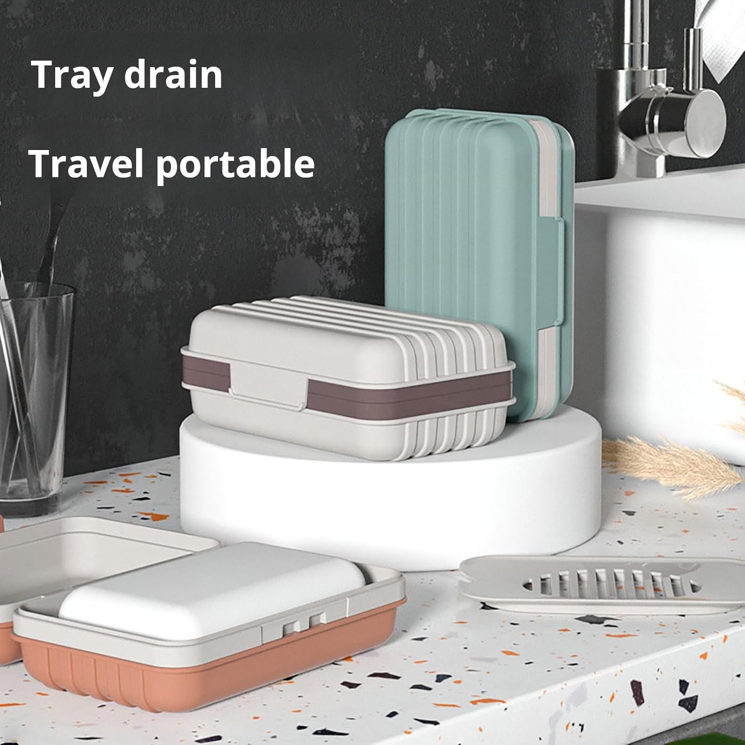 Loyliawa Orange Soap Dish with Drainage and Lock Design