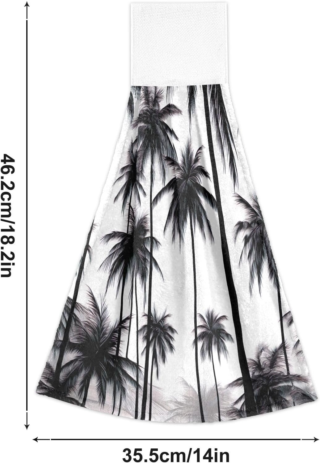 RPLIFE Bath Towels with Loops Set of 2 Black White Palm Trees 1
