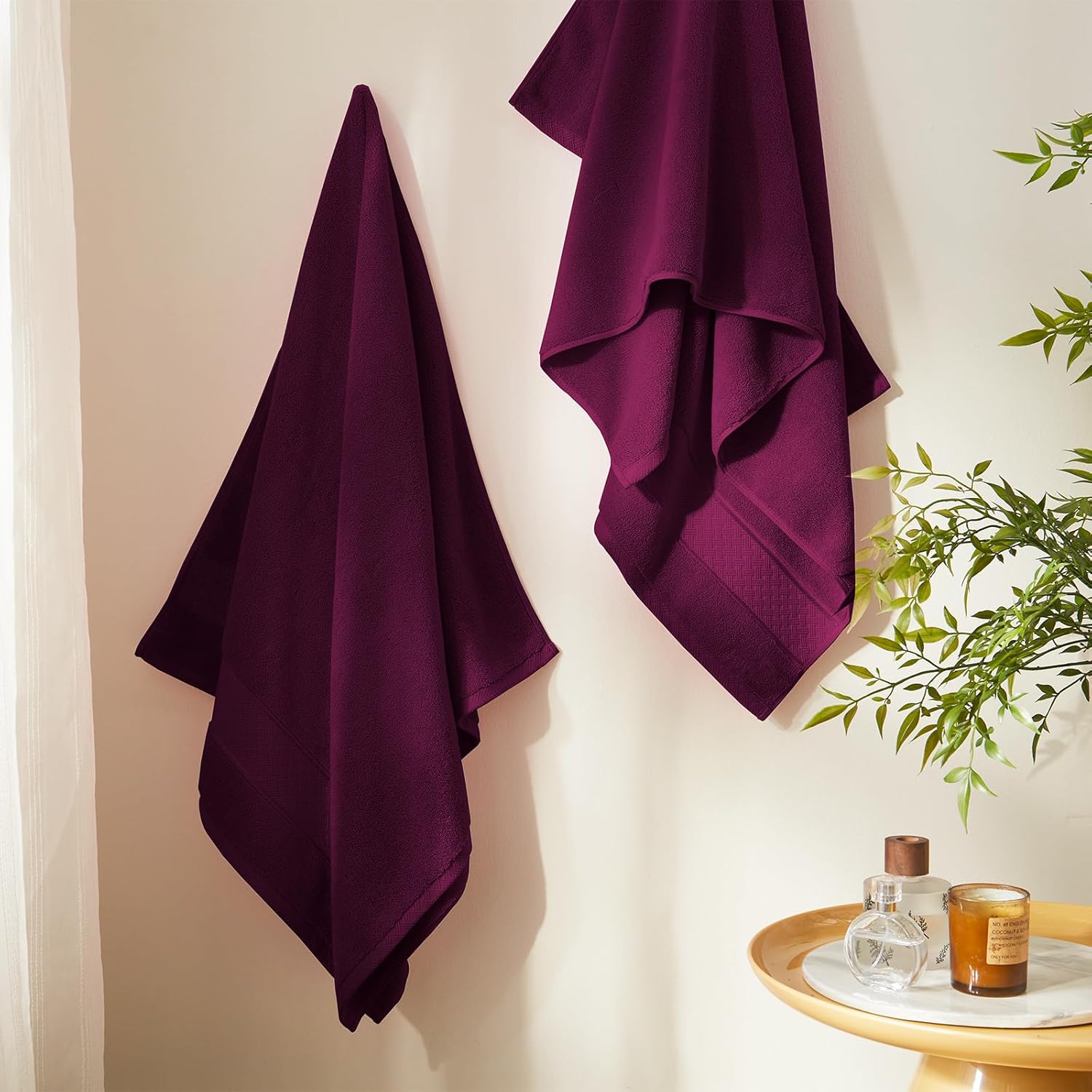 COZYART 6-Piece Bath Towel Set Plum Burgundy