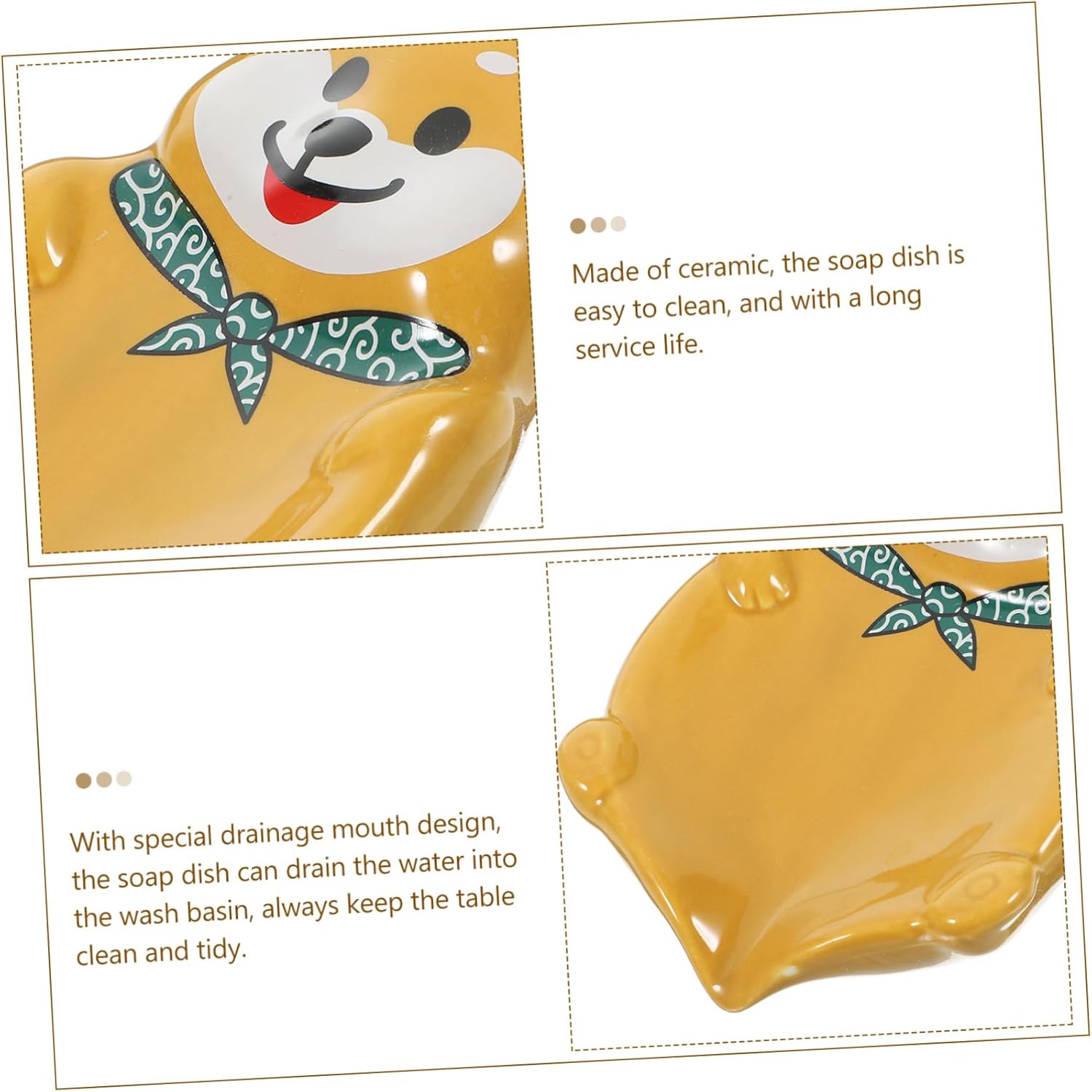 Ciieeo Ceramic Dog Soap Dish Holder