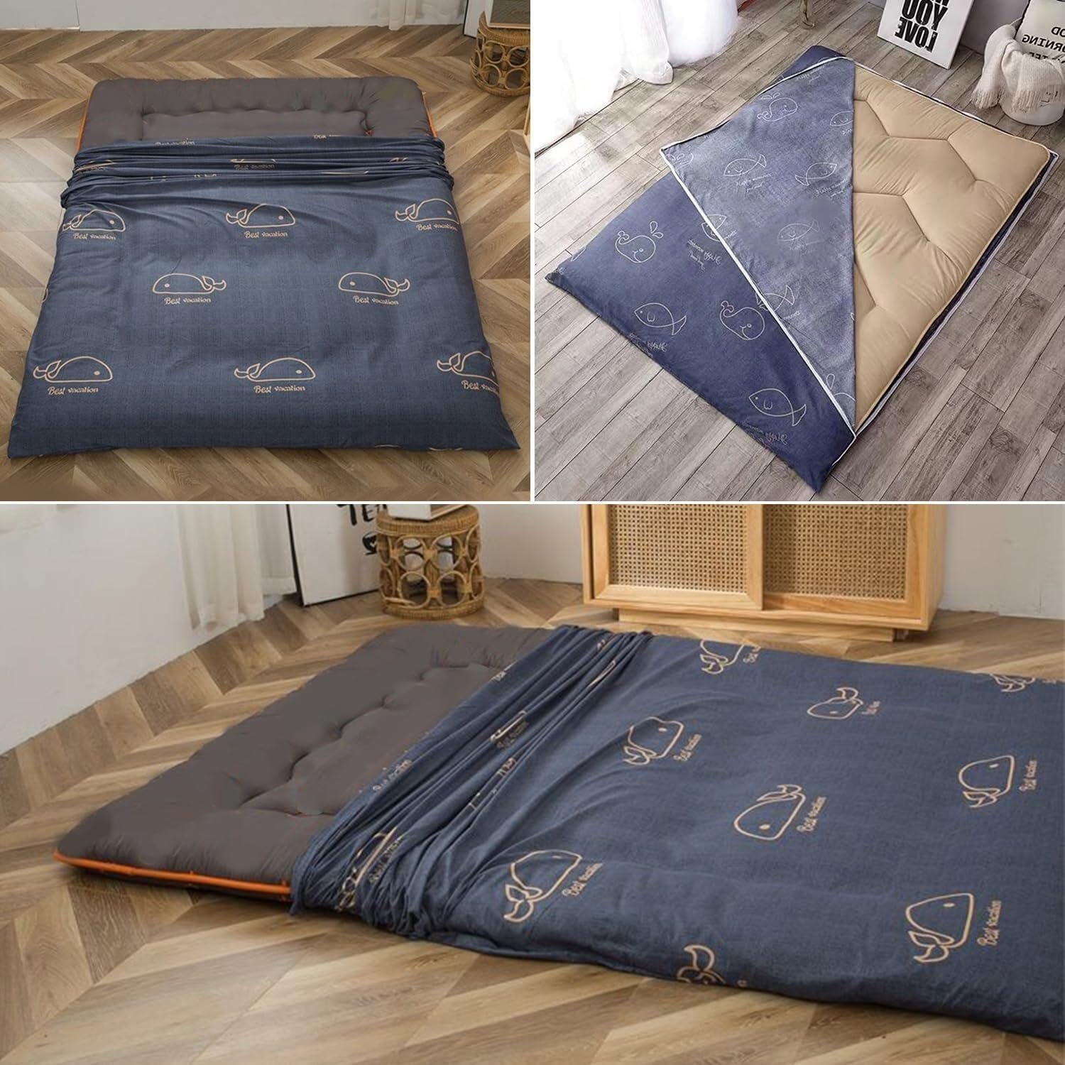 Pure Cotton Futon Mattress Cover with Double Zipper