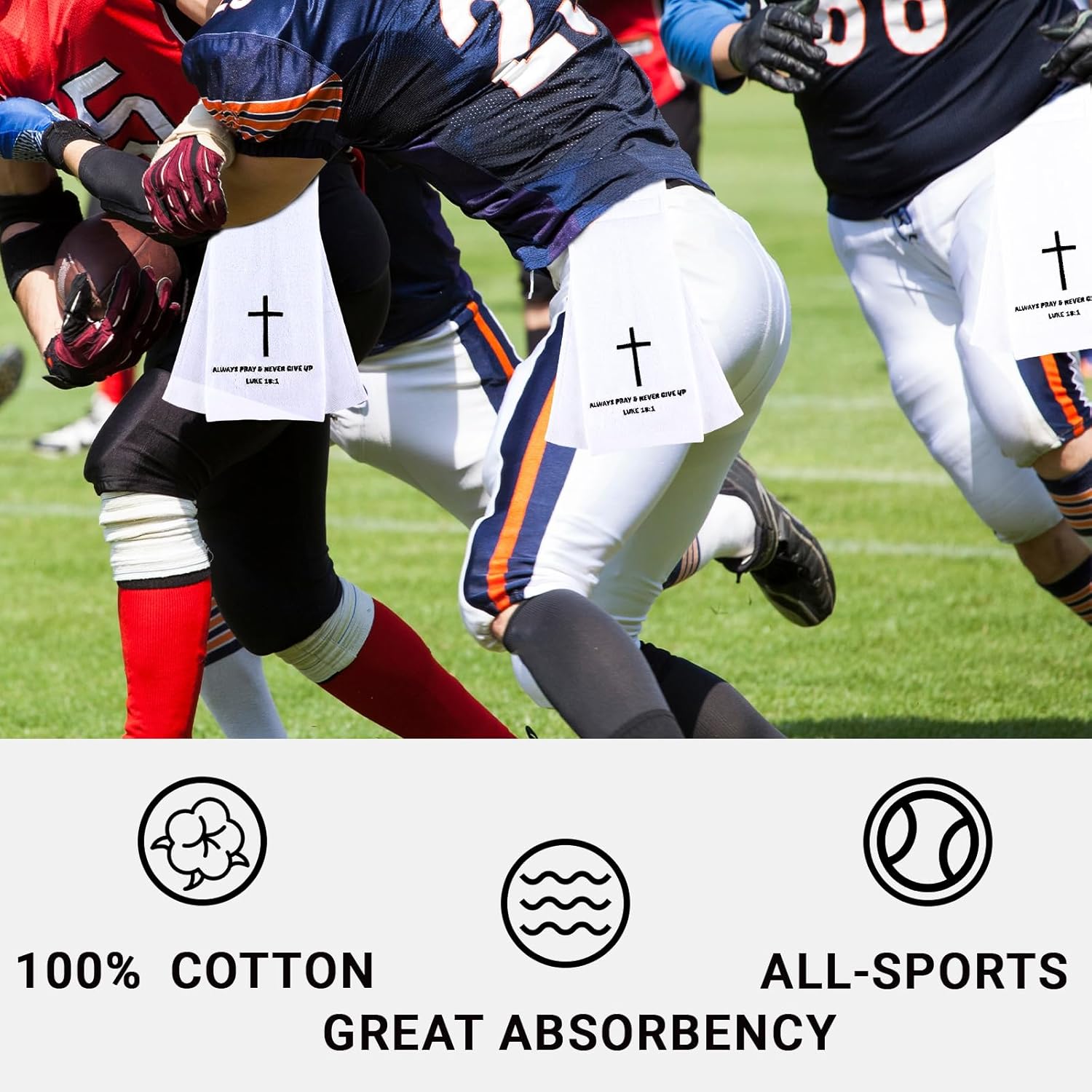 EYNDYN 6 Pcs Football Towel Set with Cross Design
