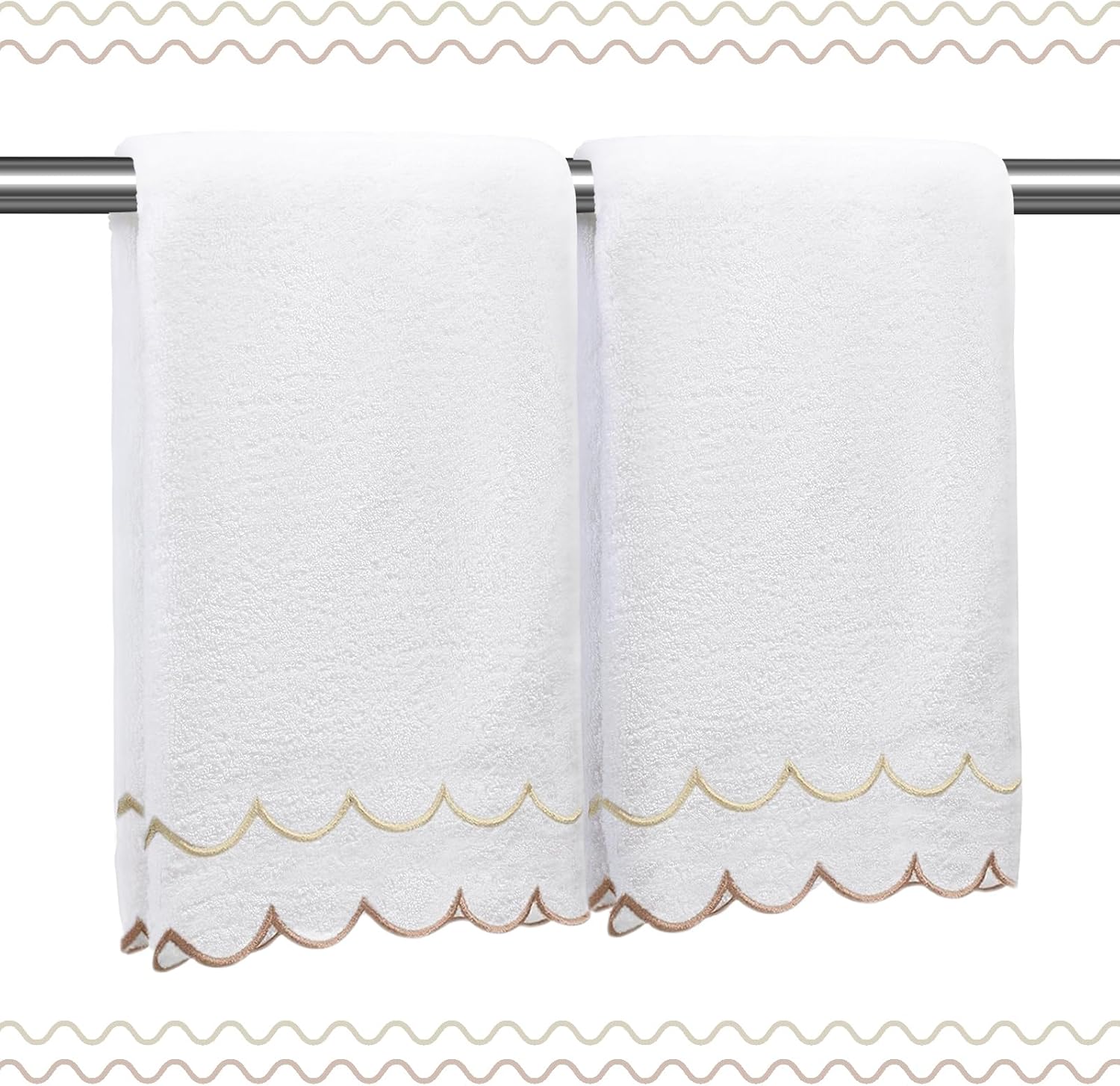 2 Pcs Coquette Bow Cotton Hand Towels 100 Soft 16x27 Inch