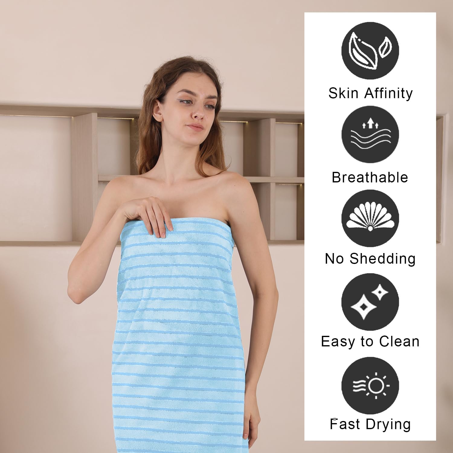 Mistyrose Blue Towel Set - 8 Pack Microfiber Bath Towels