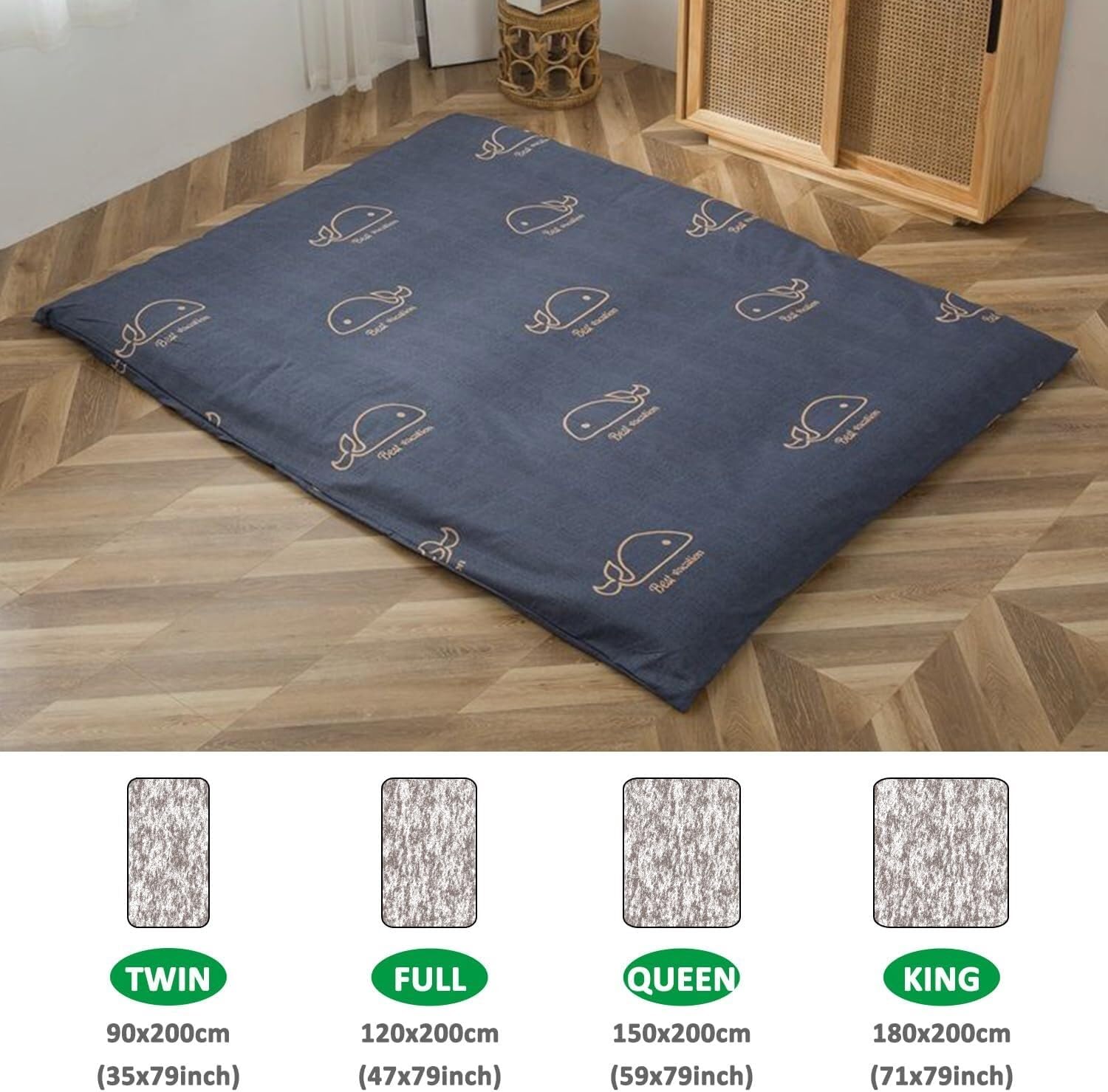 Pure Cotton Futon Mattress Cover with Double Zipper