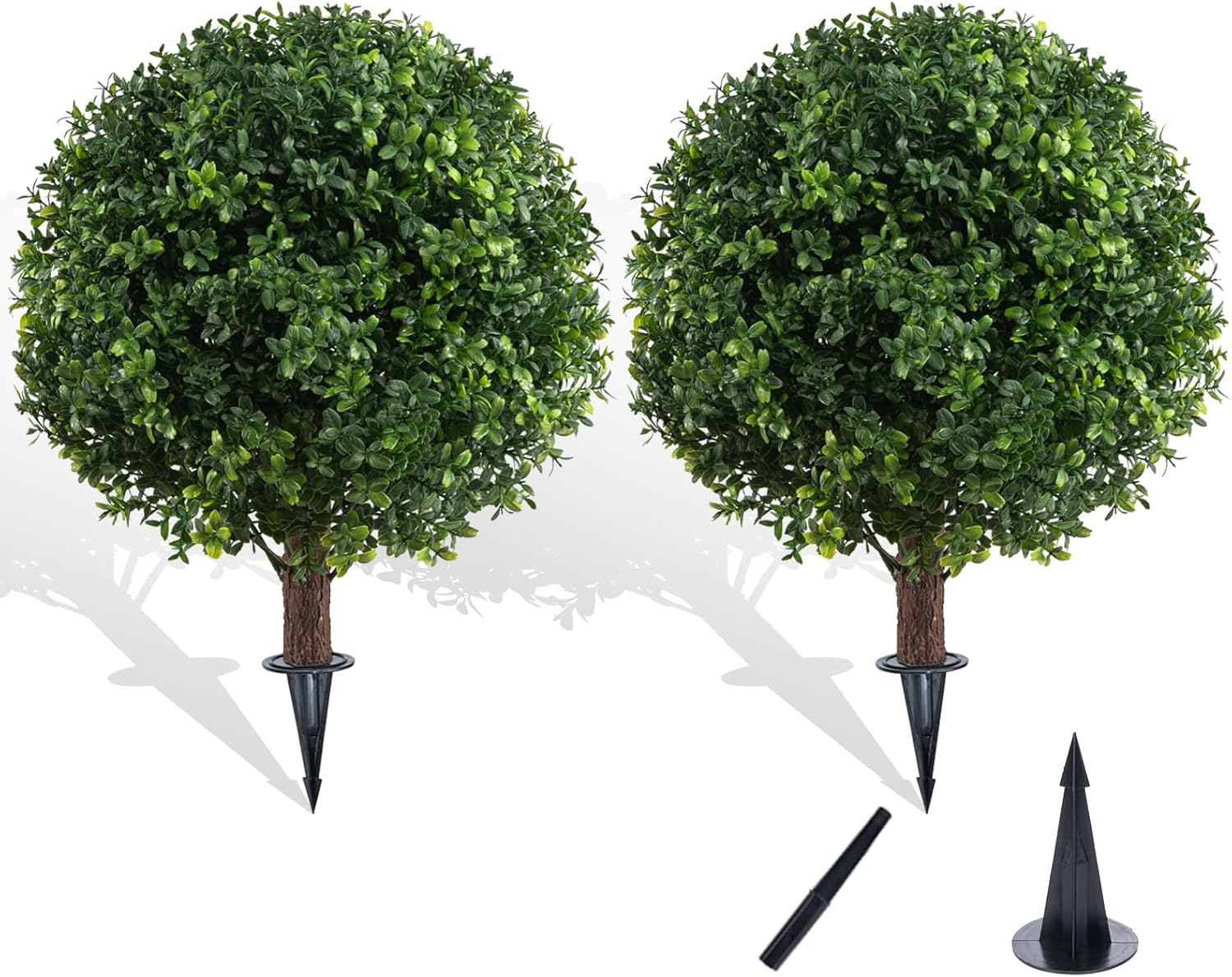 Chillchard 22 Artificial Boxwood Topiary 2 Pack UV Resistant Fake Shrubs