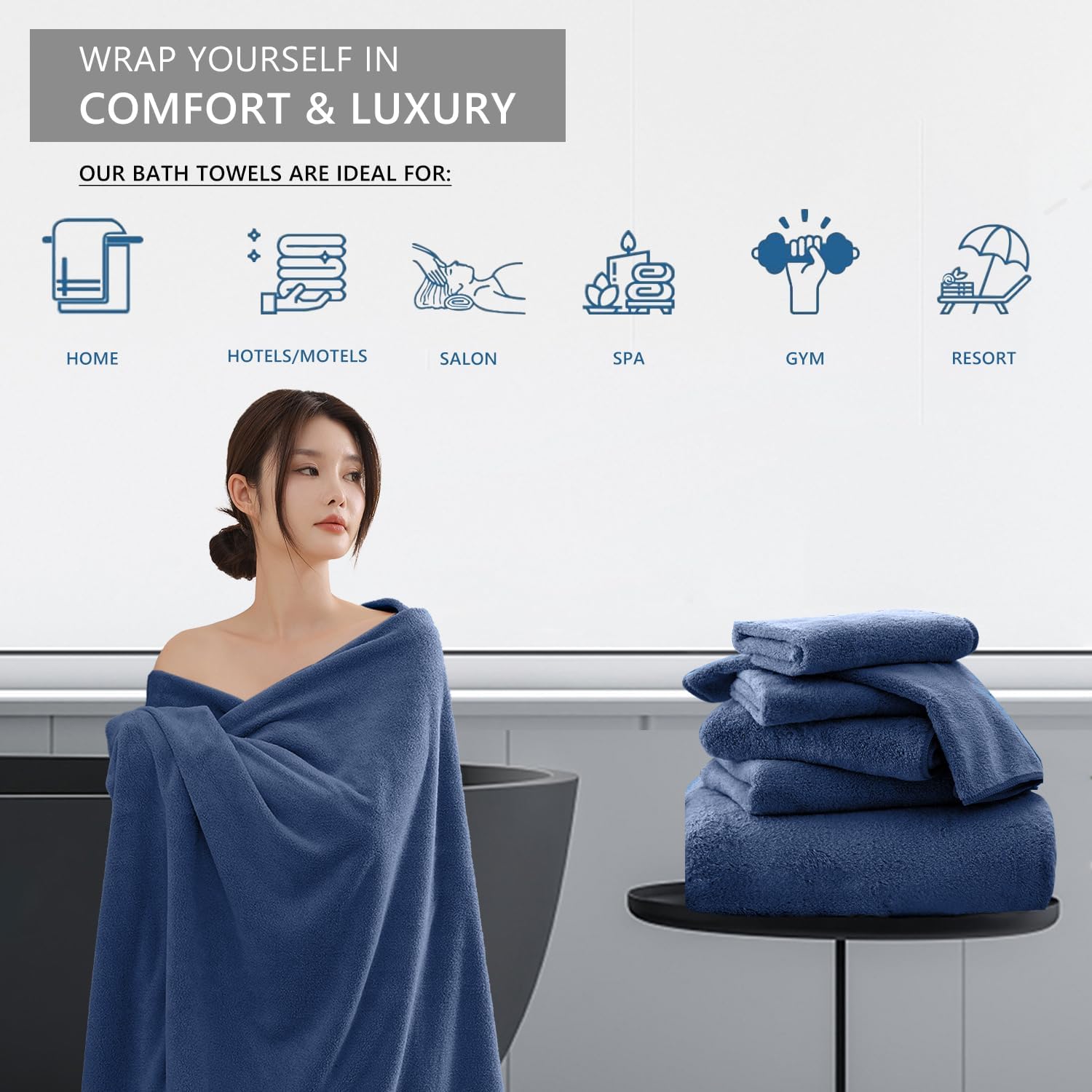 MAGGEA 4-Piece Extra Large Bath Sheet Set - 35x70 Inch Ultra Soft Towels