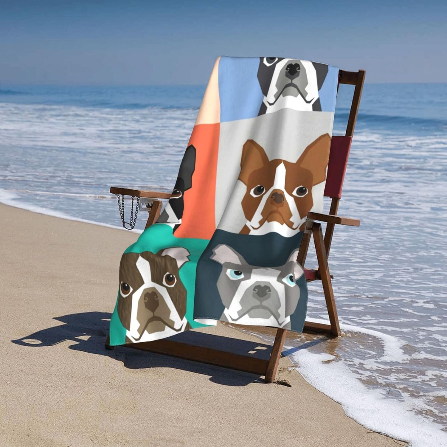 HKHEHOP Boston Terrier Beach Towel