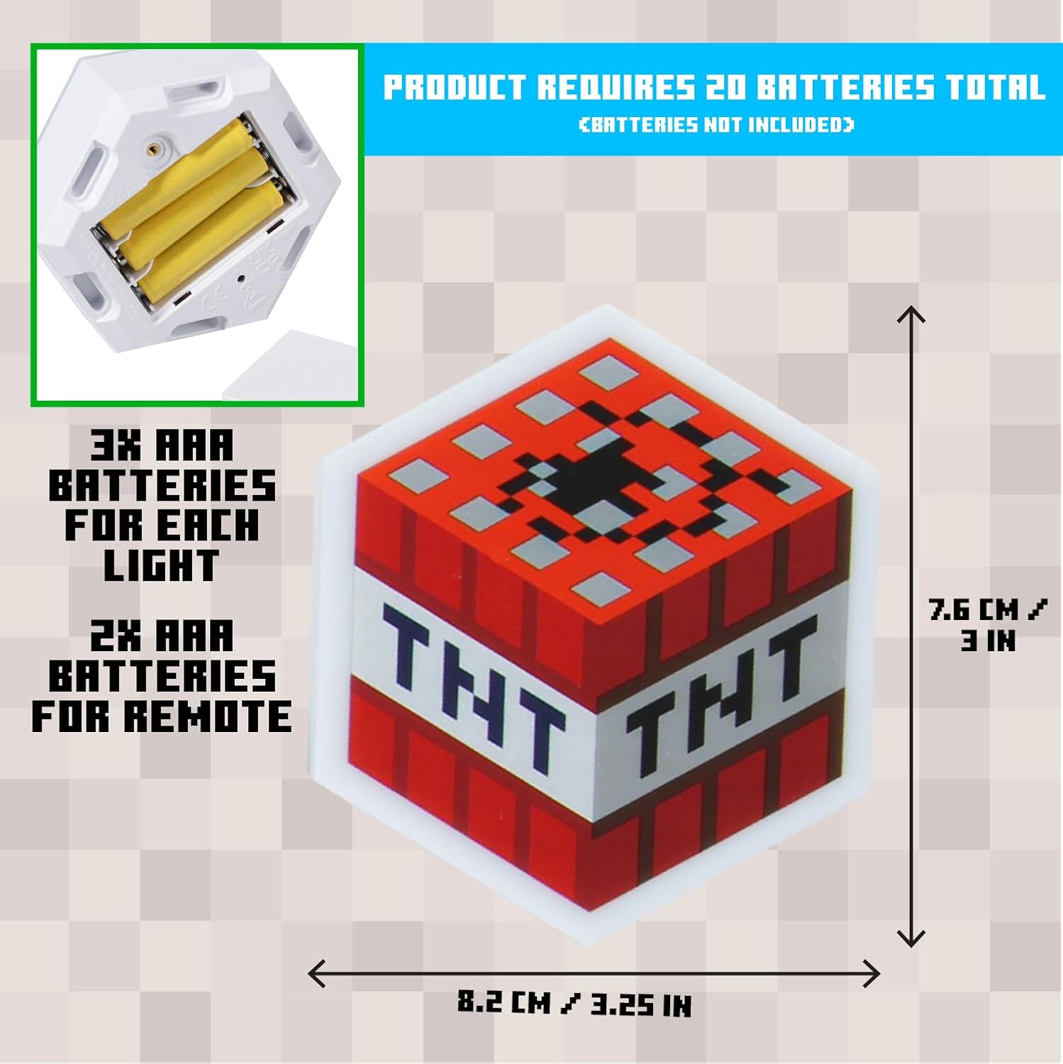Minecraft LED Hexagon Block Light - Creeper TNT Steve