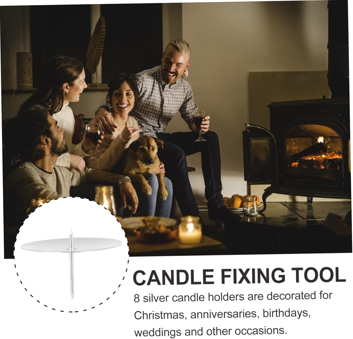MAGICLULU 8-Piece Silver Candle Holder Set