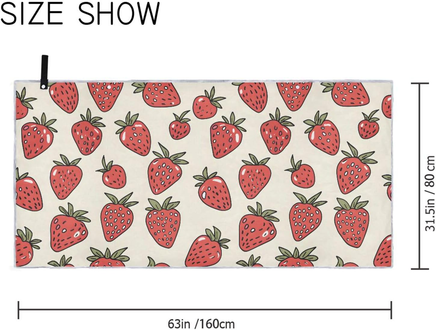 SUABO Strawberry Bath Towels with Hanging Loops
