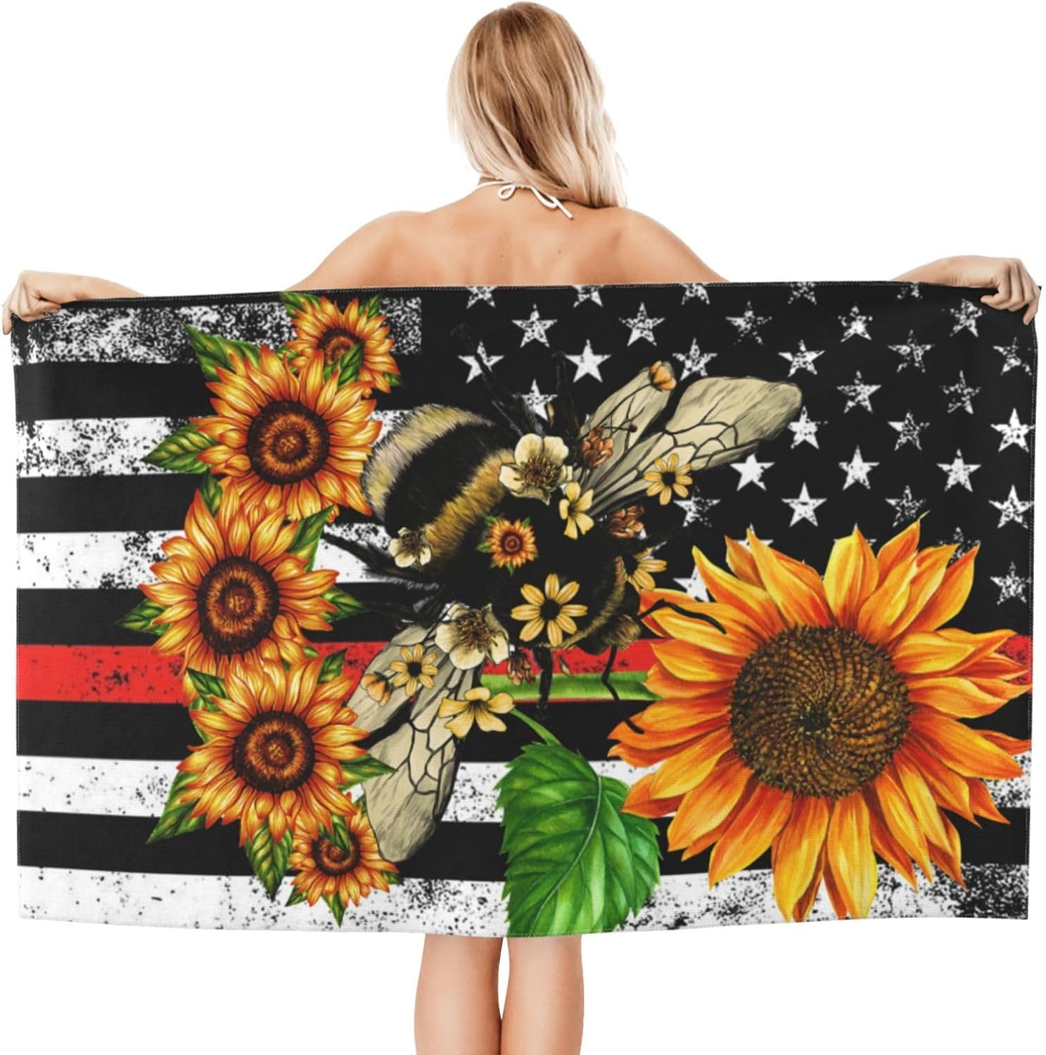TUIEOMSE American Flag Beach Towel - Soft Fluffy Vibrant