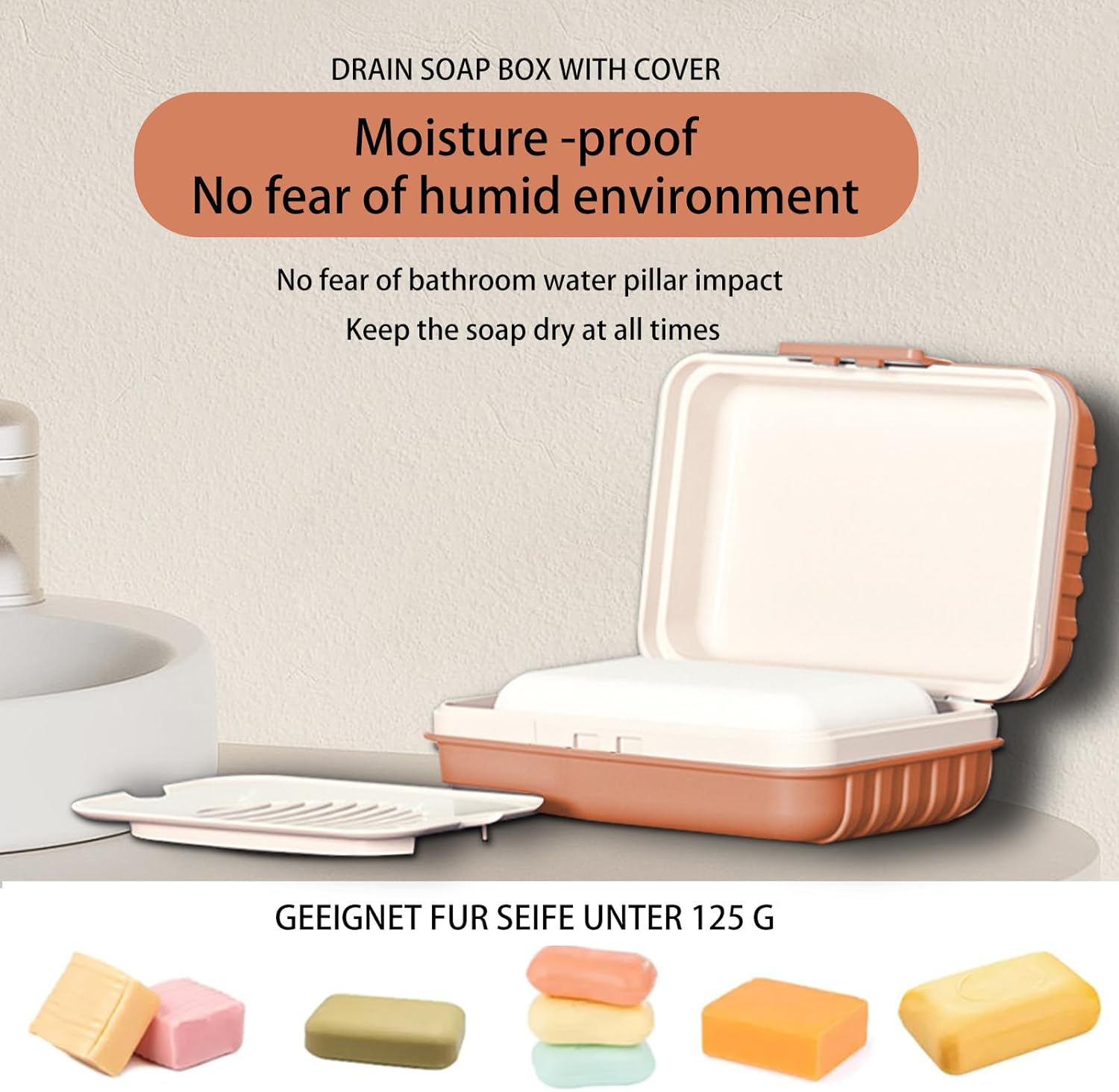Travel Soap Case with Leak Proof Lid and Drainage Tray