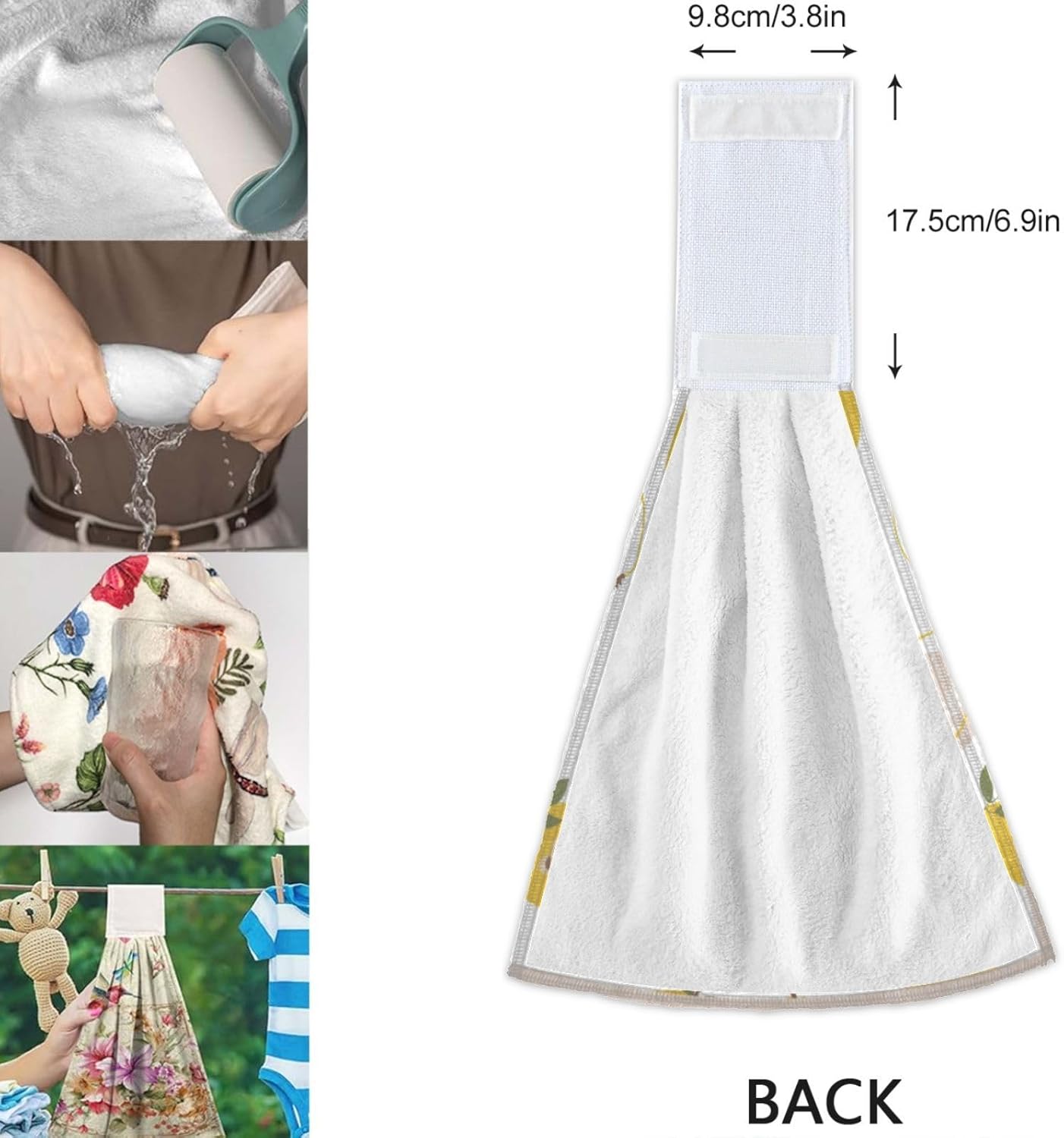 visesunny 2 Pack Soft Cotton Kitchen Hand Towels with Hanging Loop