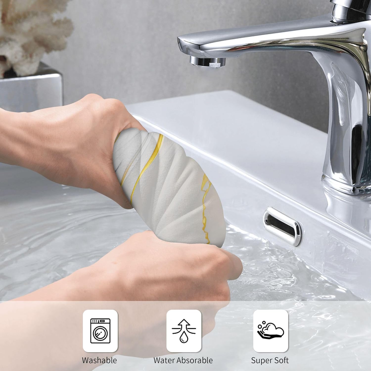 Bapcoku White Marble Hand Towels Set of 2