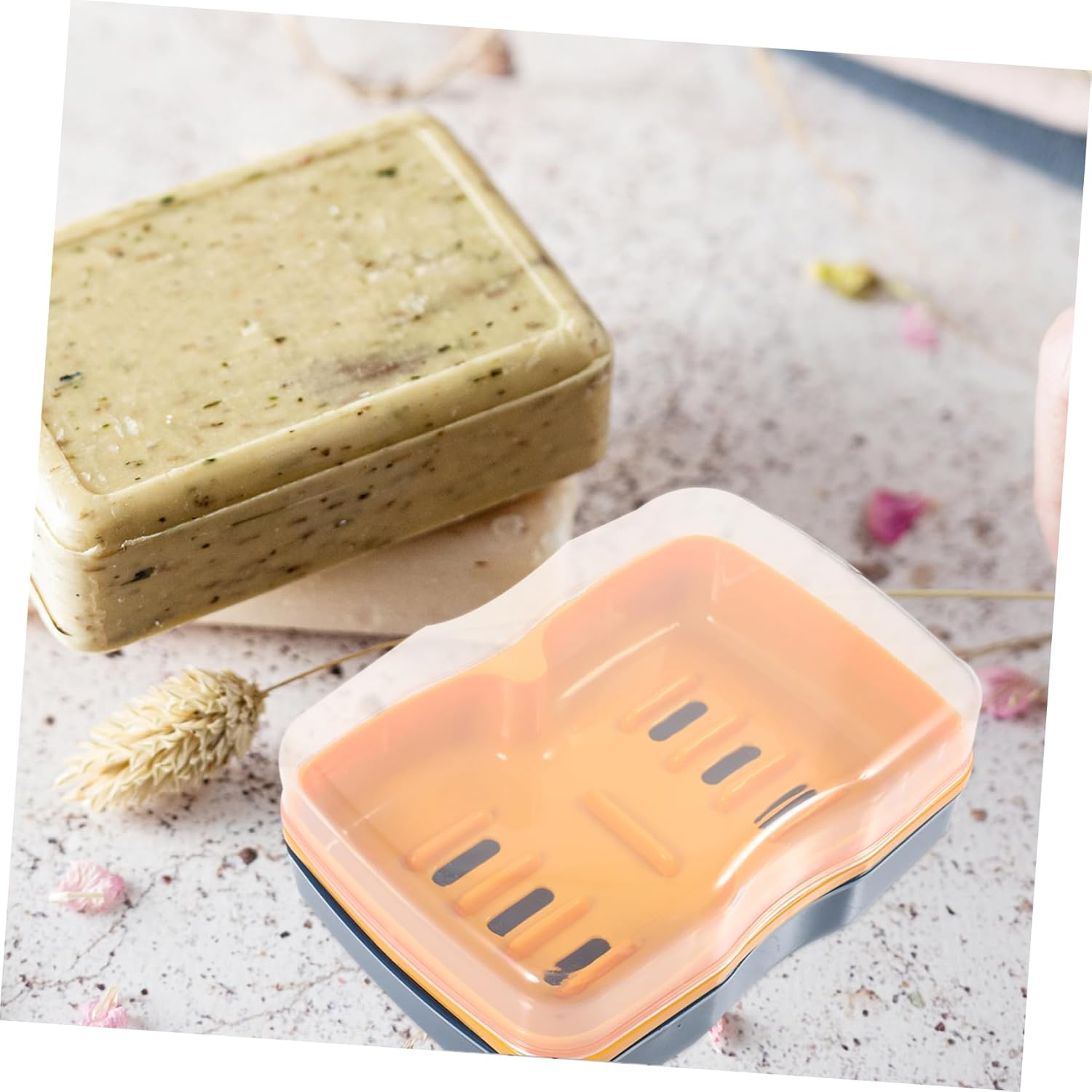 HAKIDZEL Dual Compartment Soap Holder with Leak-Proof Lid