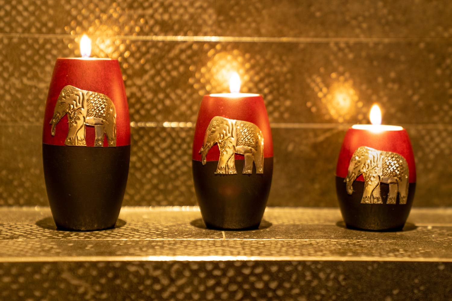 IYARA CRAFT 3 Wooden Candle Holders Set 1