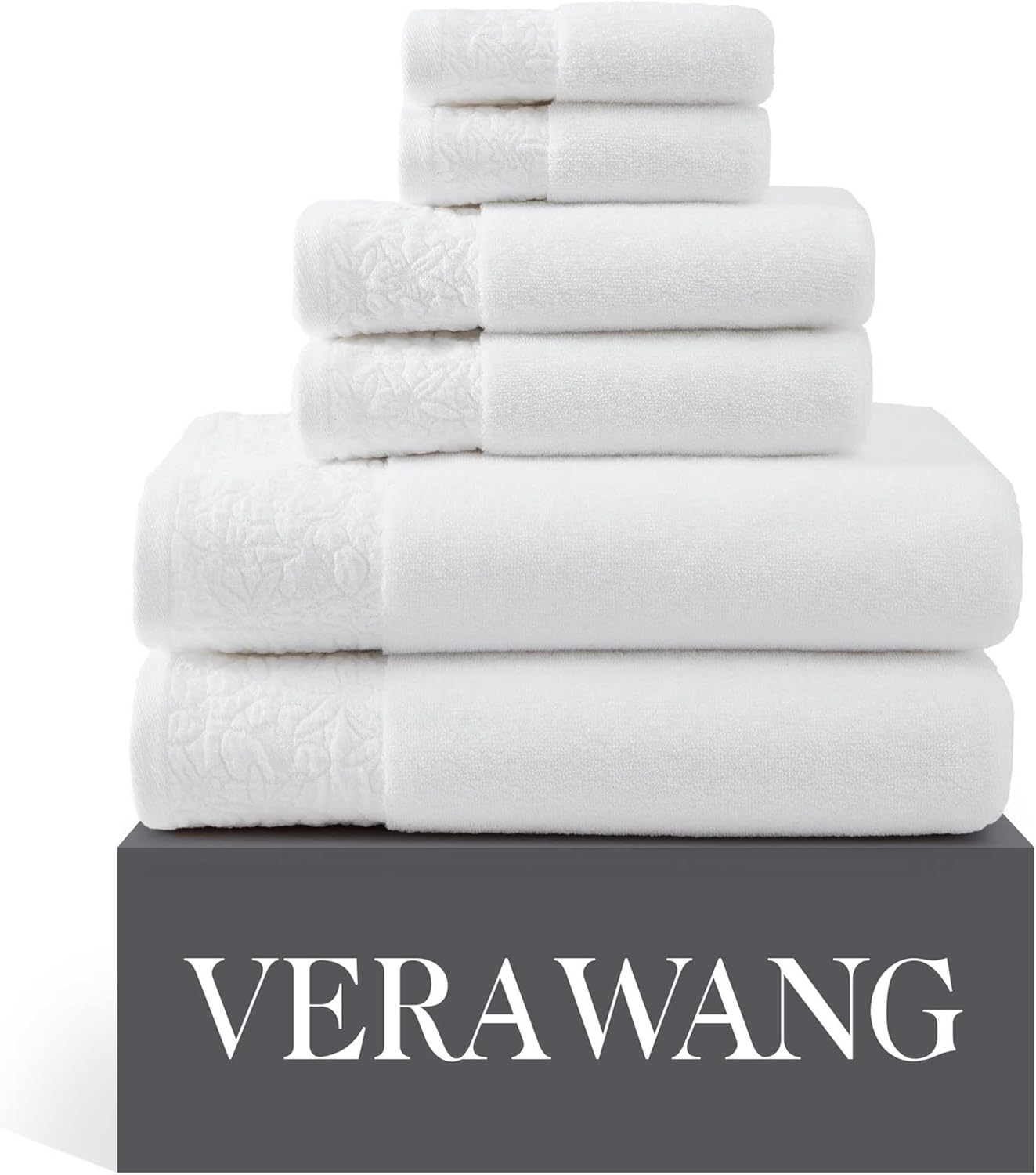 Vera Wang 6-Piece Tonal Floral White Bath Towel Set