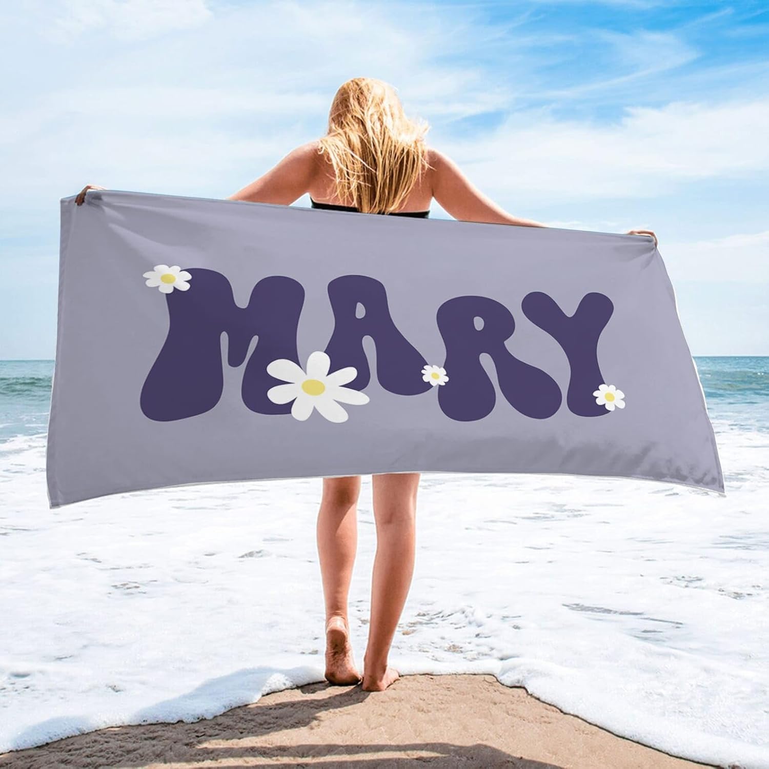 Personalized Retro Beach Towel for Kids and Adults