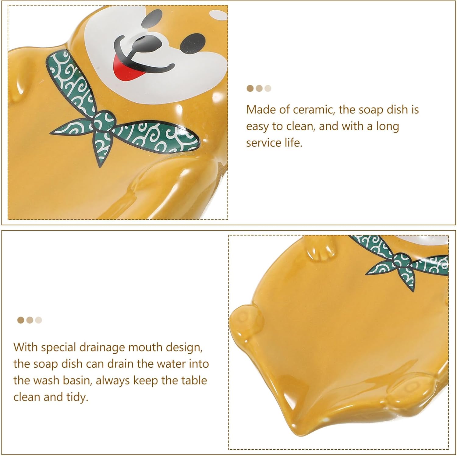 ABOOFAN Cute Dog Shape Ceramic Soap Dish Holder