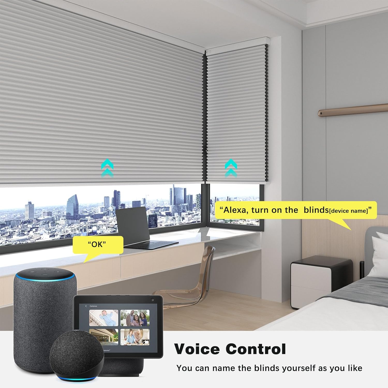 Changshade Motorized Cellular Shades with Remote Control