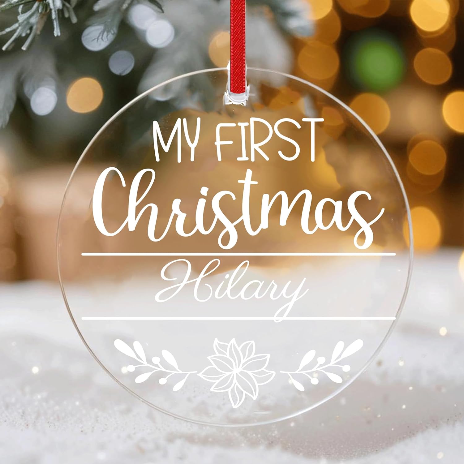 Jasilon Personalized Babys First Christmas Acrylic Ornament