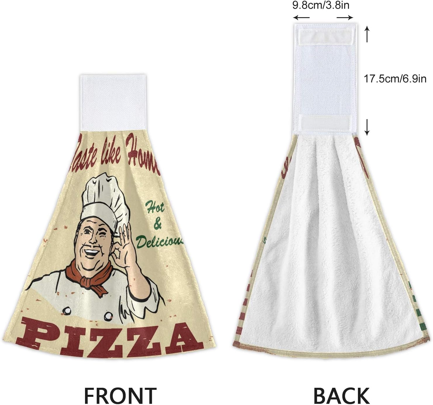 Kcldeci Vintage Pizza Hand Towels 2 Pack
