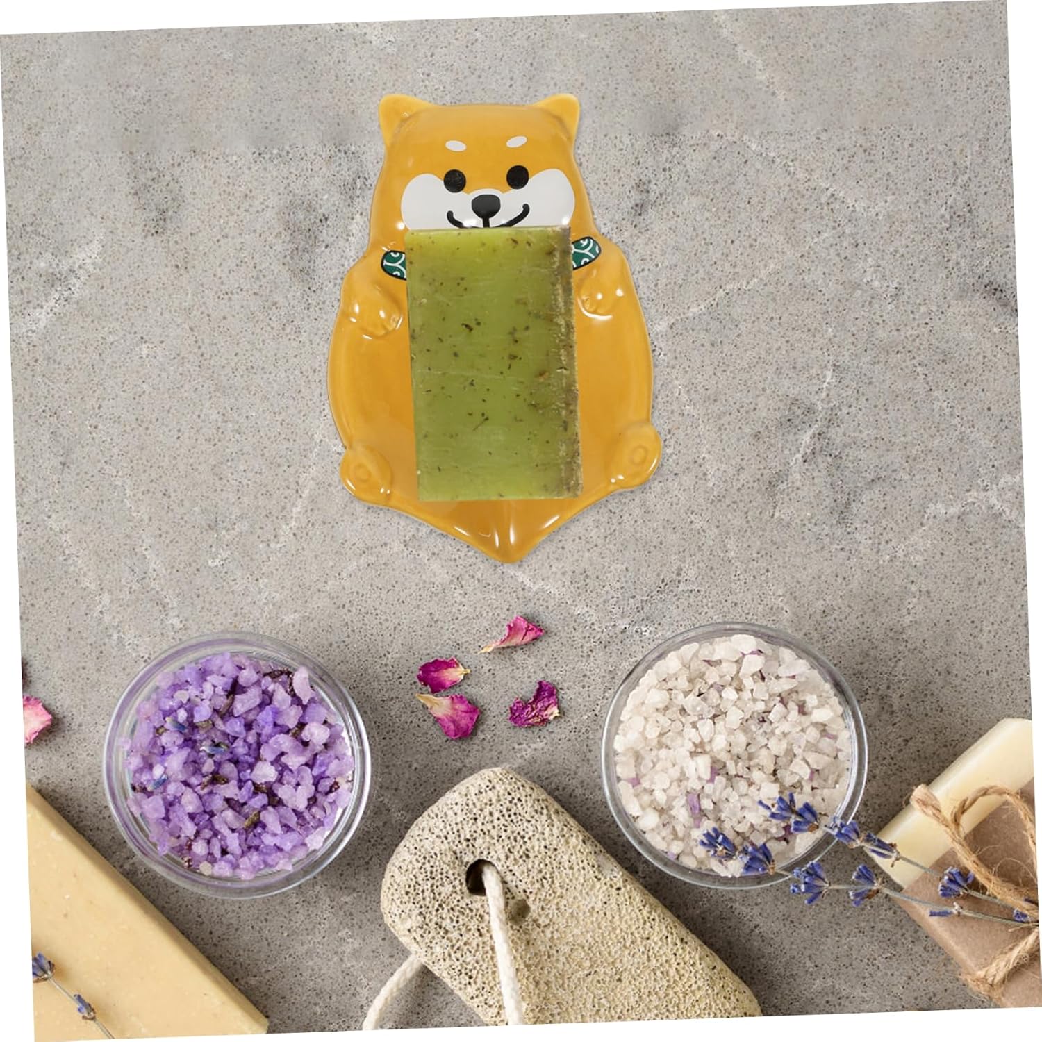 LIFKOME Ceramic Dog Soap Holder for Sink