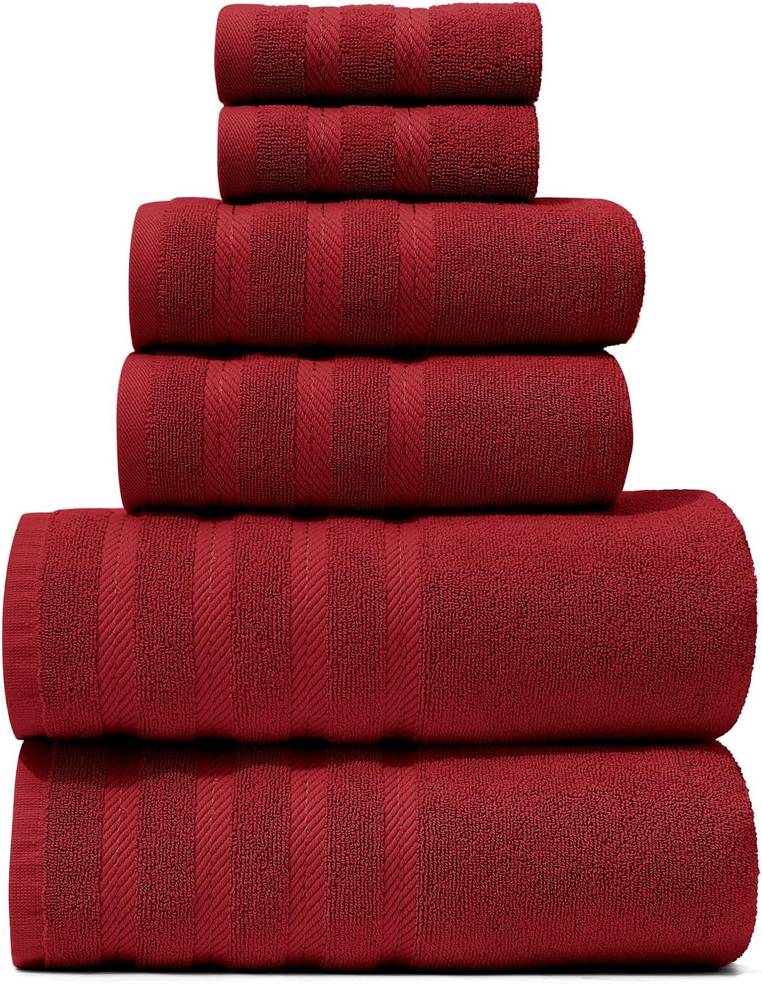 Hearth Harbor Red 6-Piece Bath Towel Set