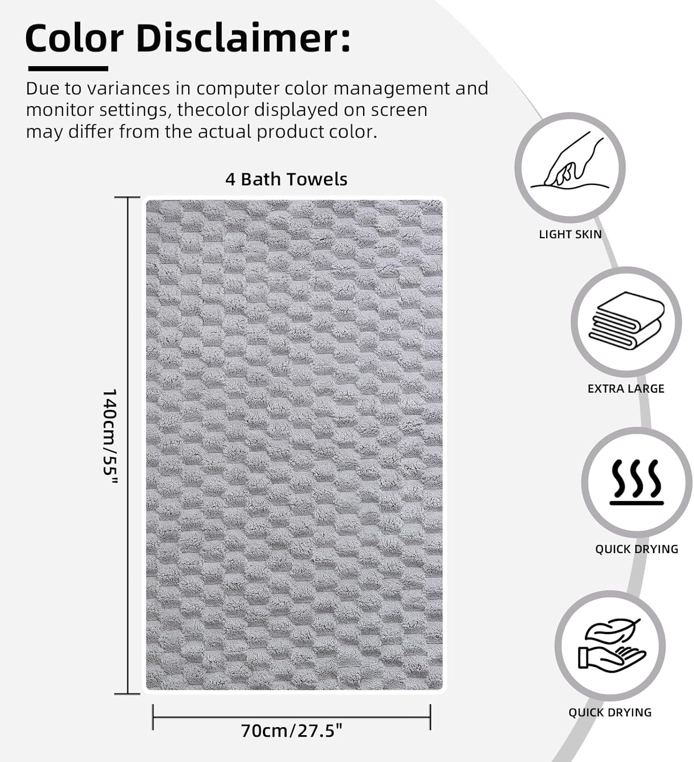 Luxury Microfiber Bath Towels 4-Pack Set 1
