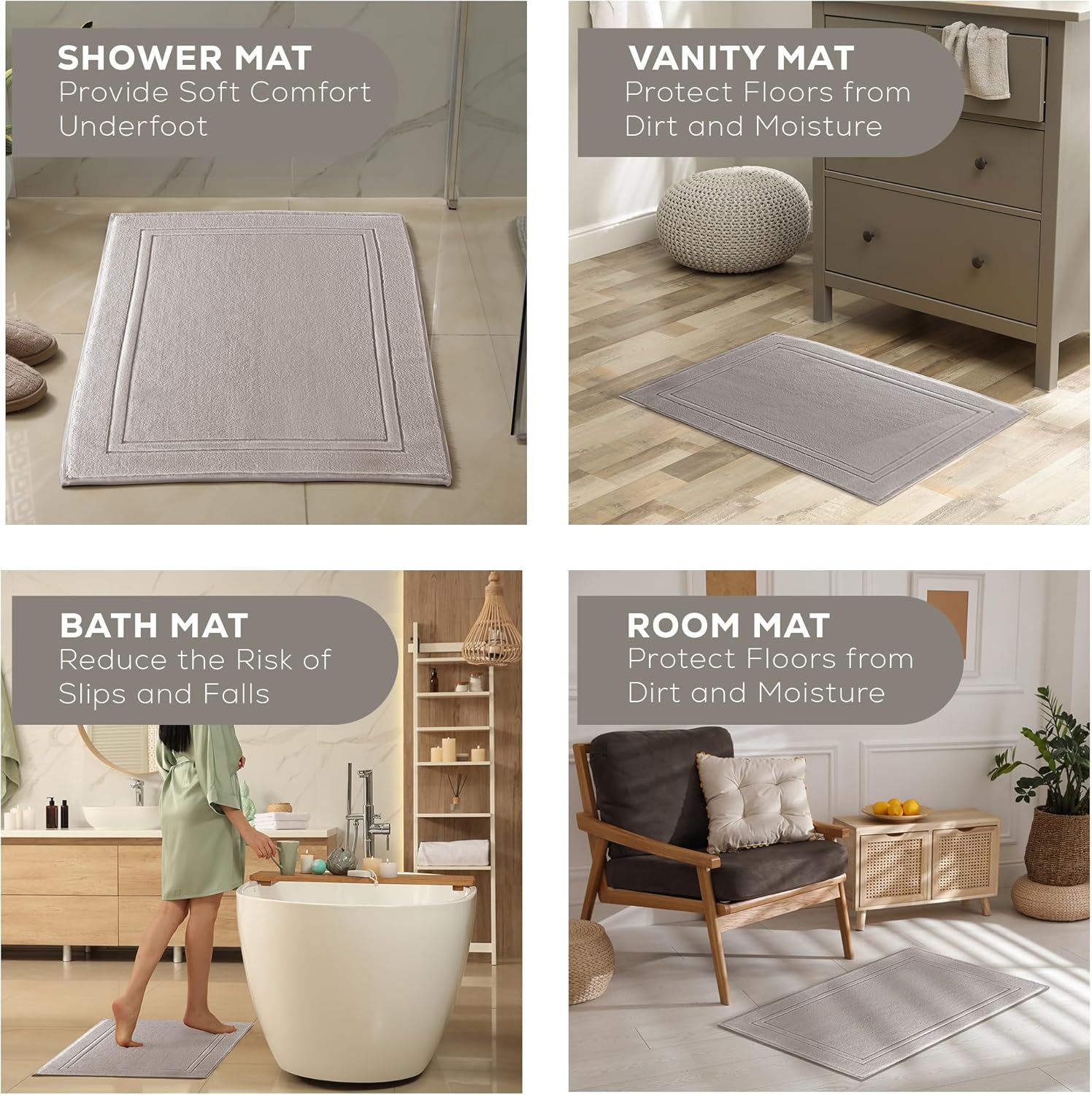 ALIBI Bath Mat Floor Towel - Oatmeal 44X26
