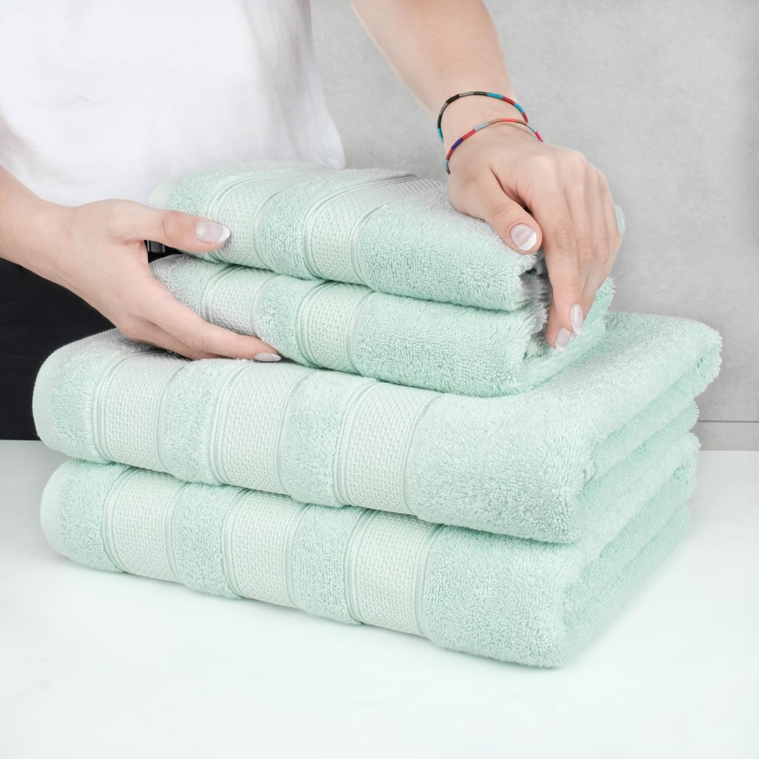 American Soft Linen Salem 6-Piece Towel Set in Mint