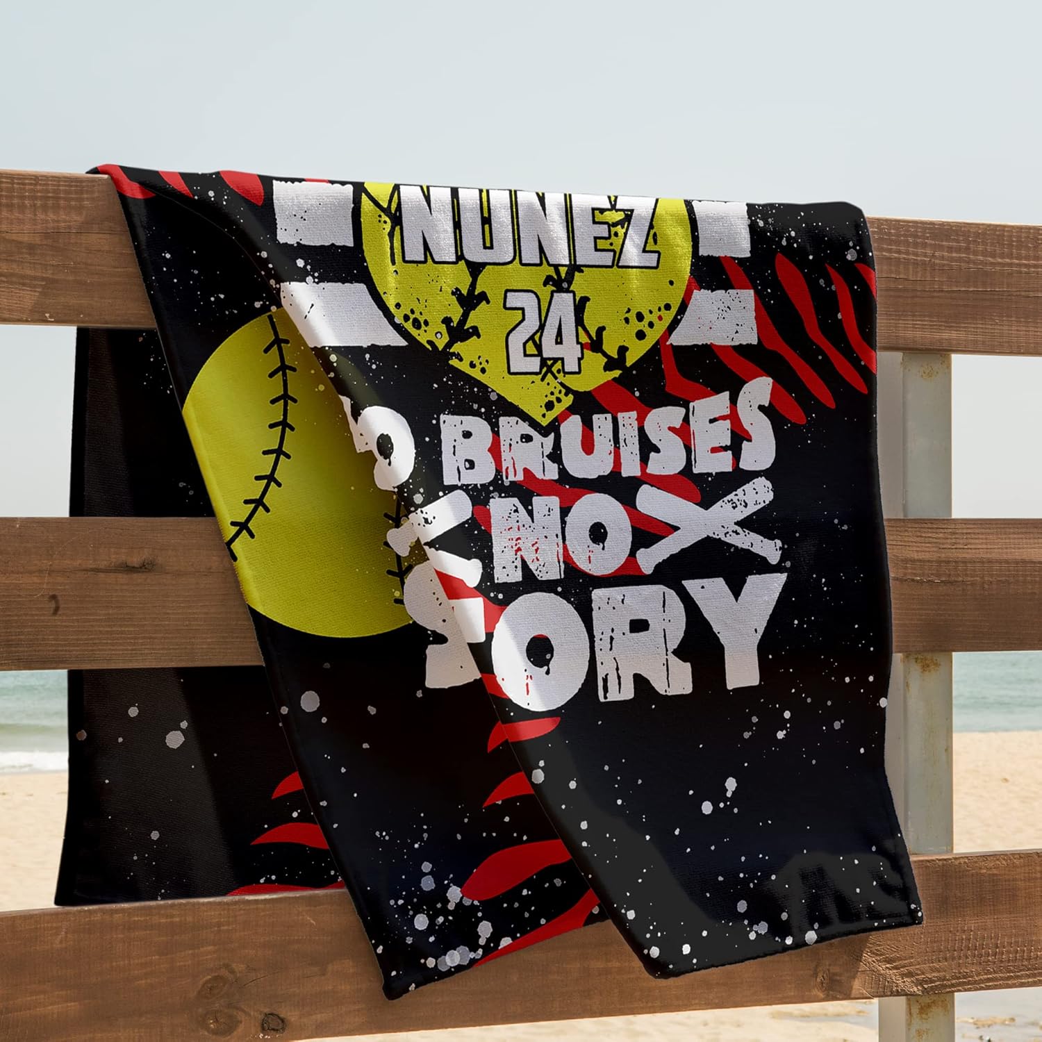 SATIGI Softball Ball Beach Towel 3D Printed