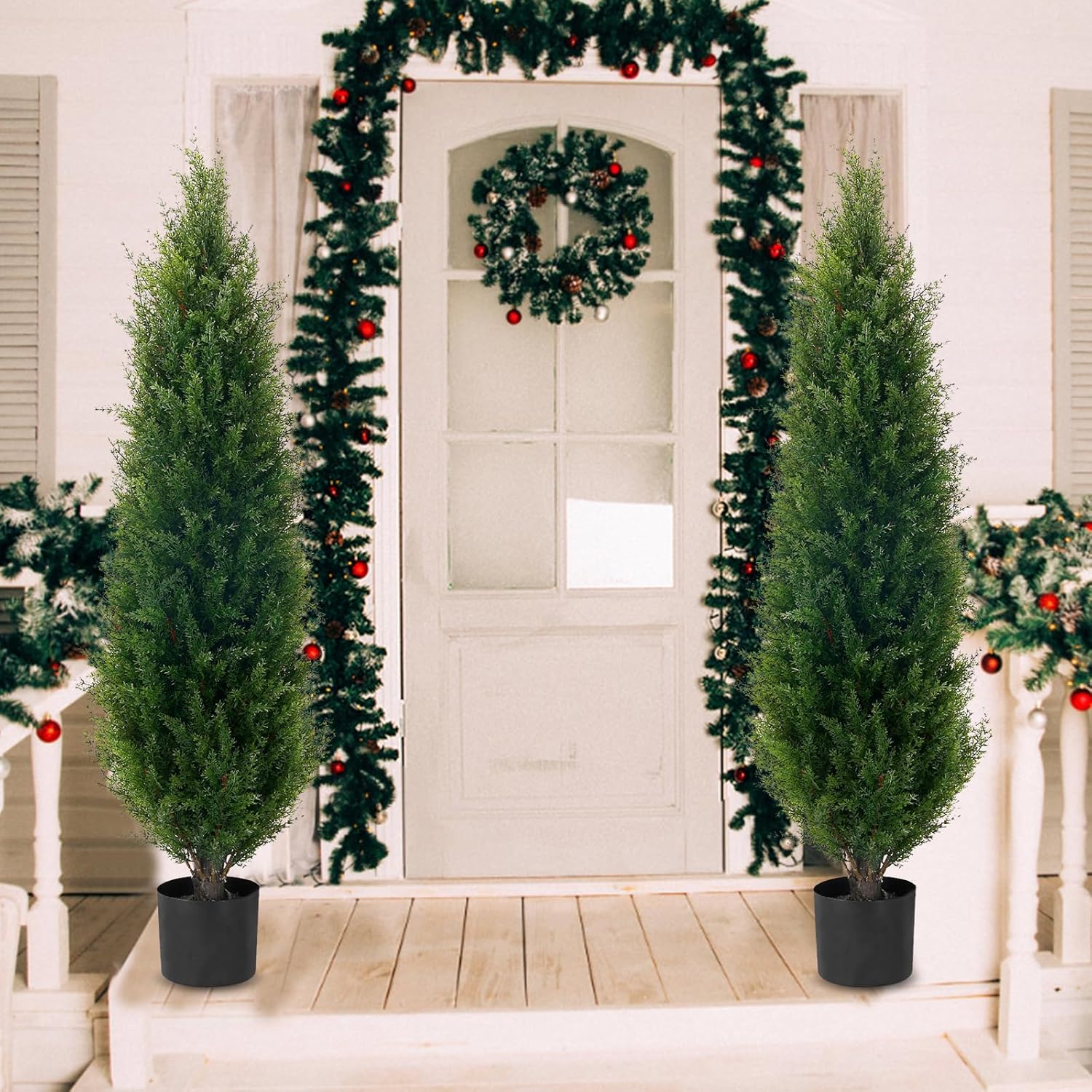 4ft Artificial Cedar Topiary Tree Potted Plants