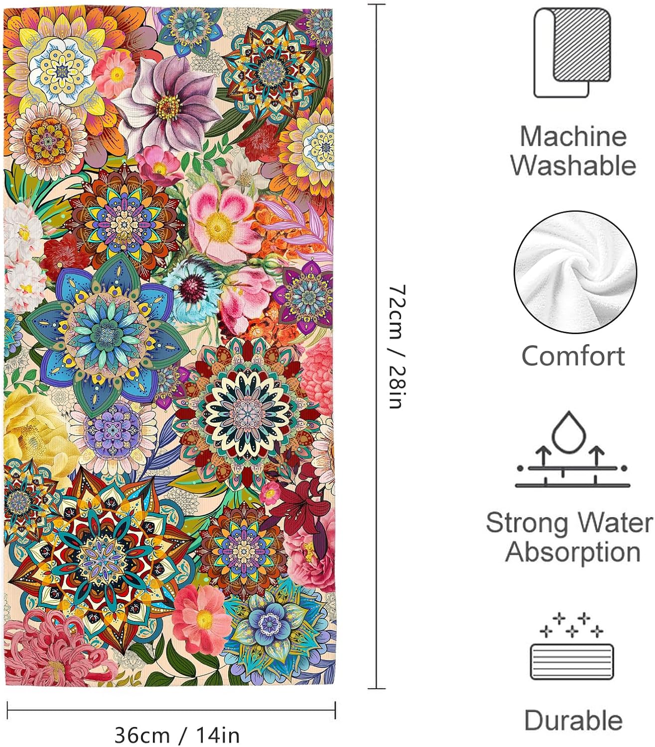HIKENVIU Boho Floral Hand Towels Set of 2