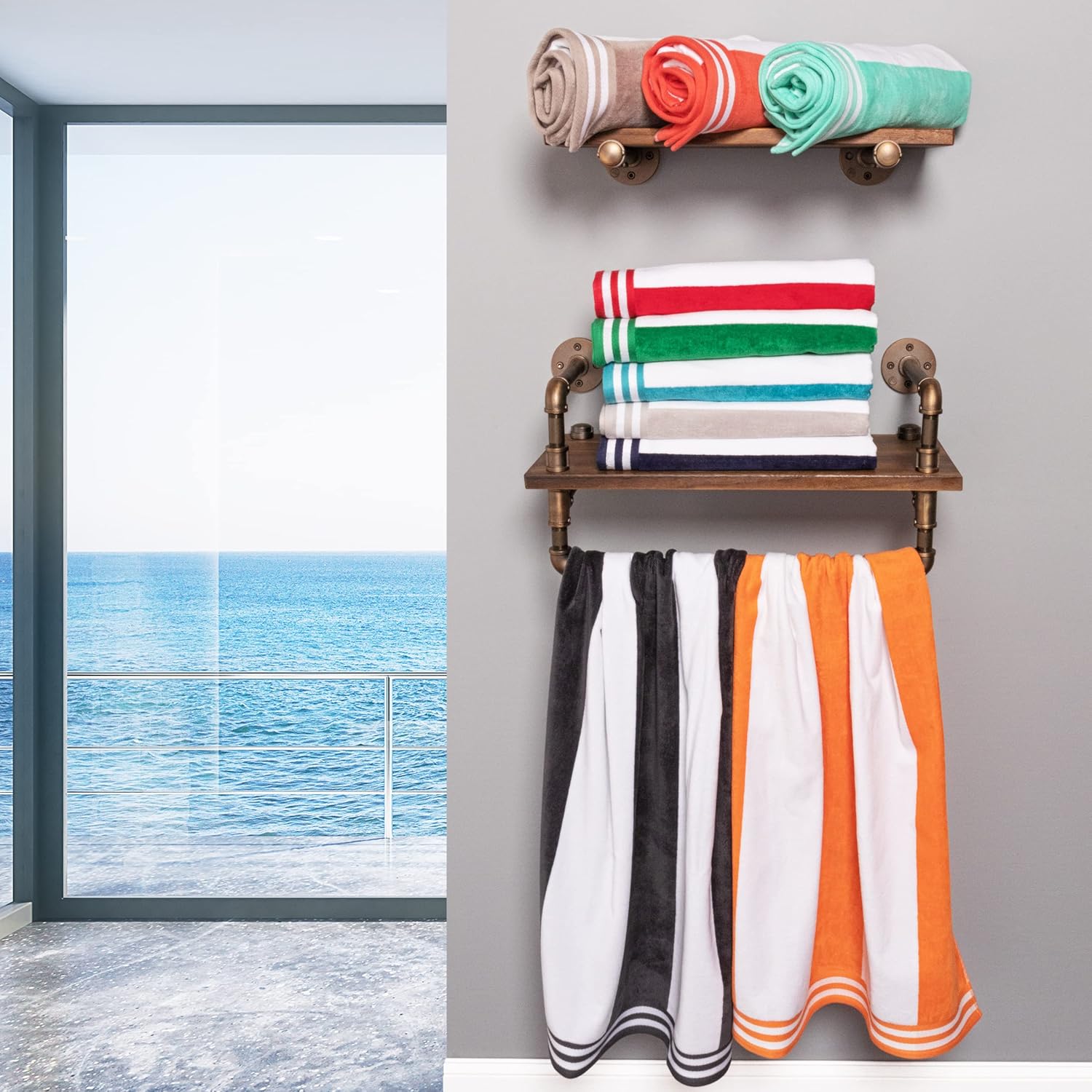 Superior Cotton Striped Beach Towels Set of 6